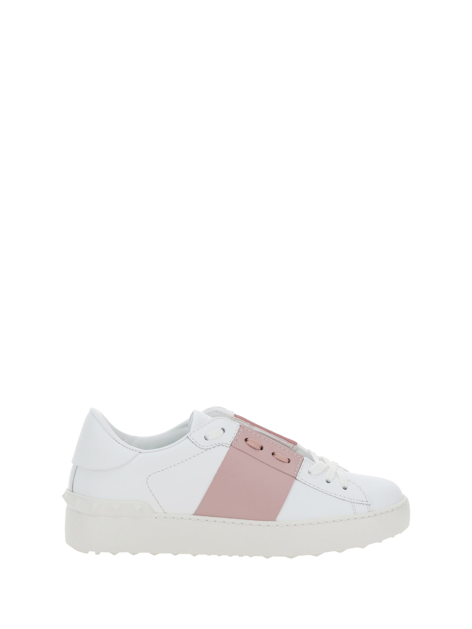 Shop Valentino Garavani Rockstud Open Sneakers In Bianco/water Rose/bianco