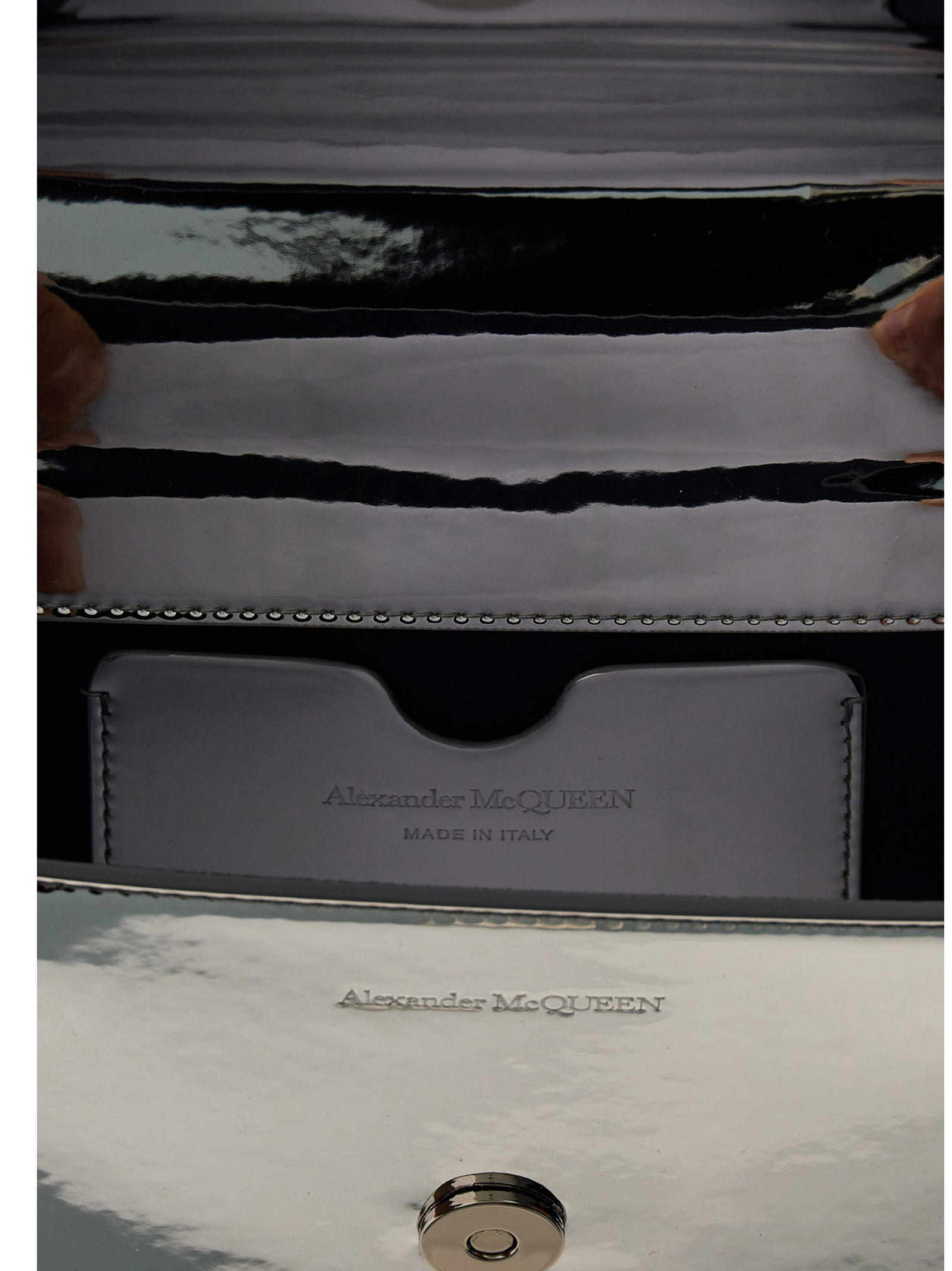 Shop Alexander Mcqueen Mini Jewelled Satchel Crossbody Bag In Silver