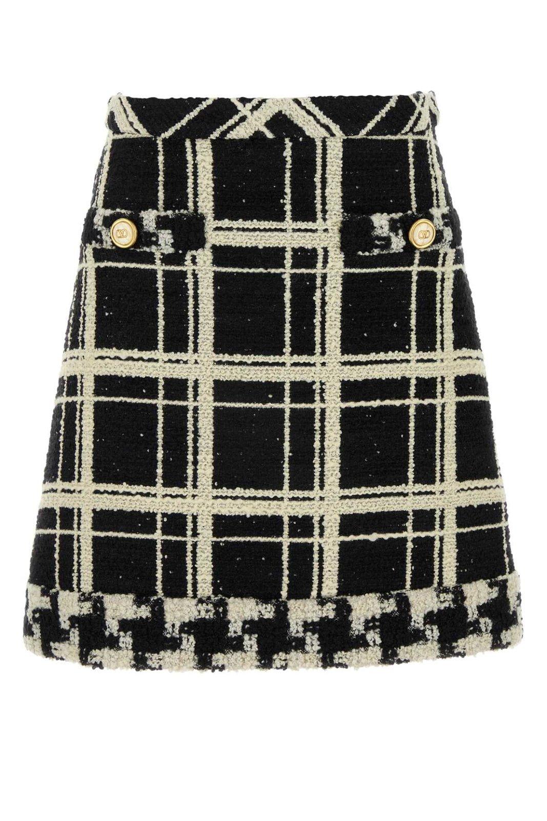 Checked Mid-rise Tweed Skirt