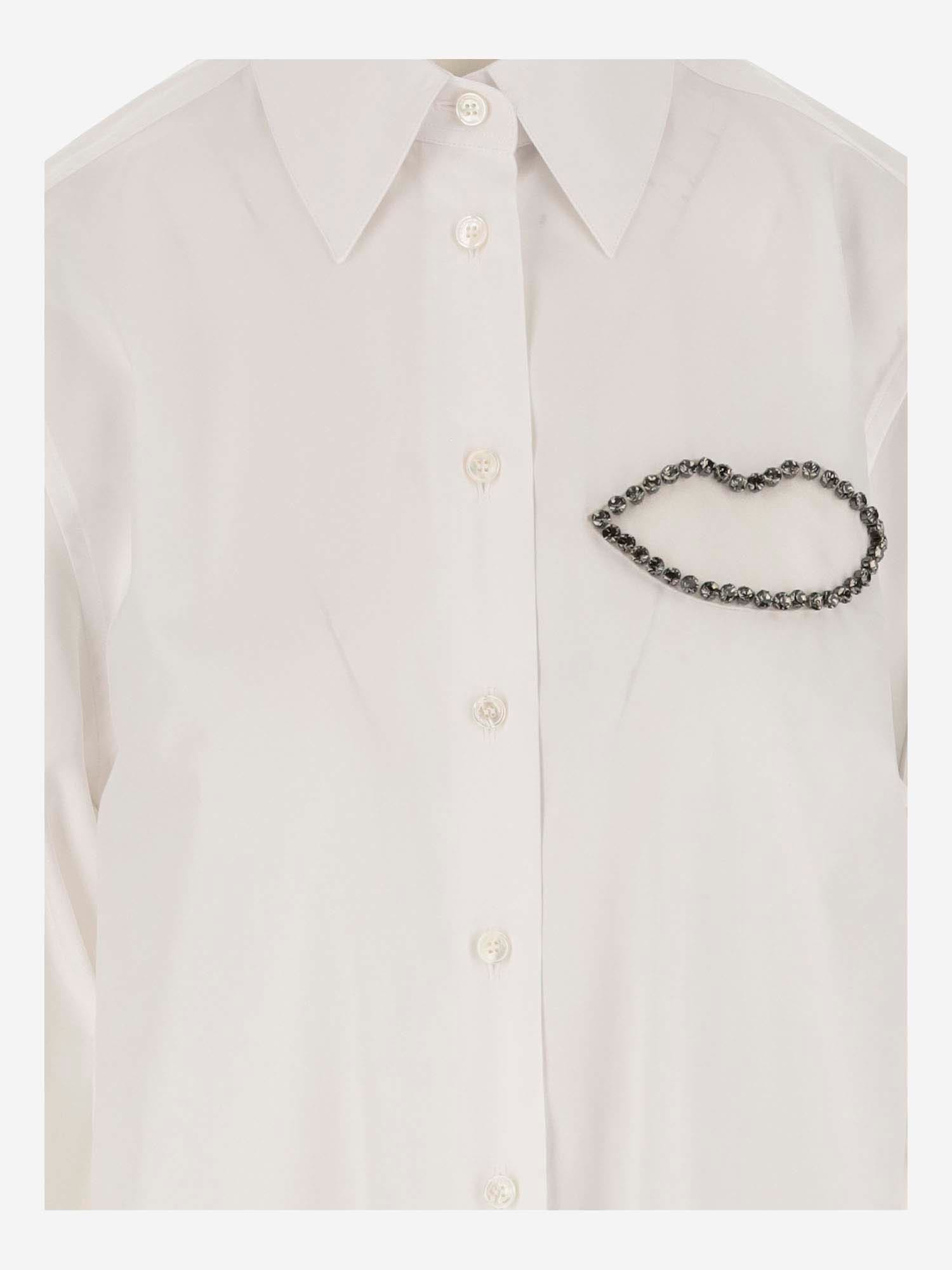 Shop Stella Mccartney Cotton Shirt With Rhinestones In White