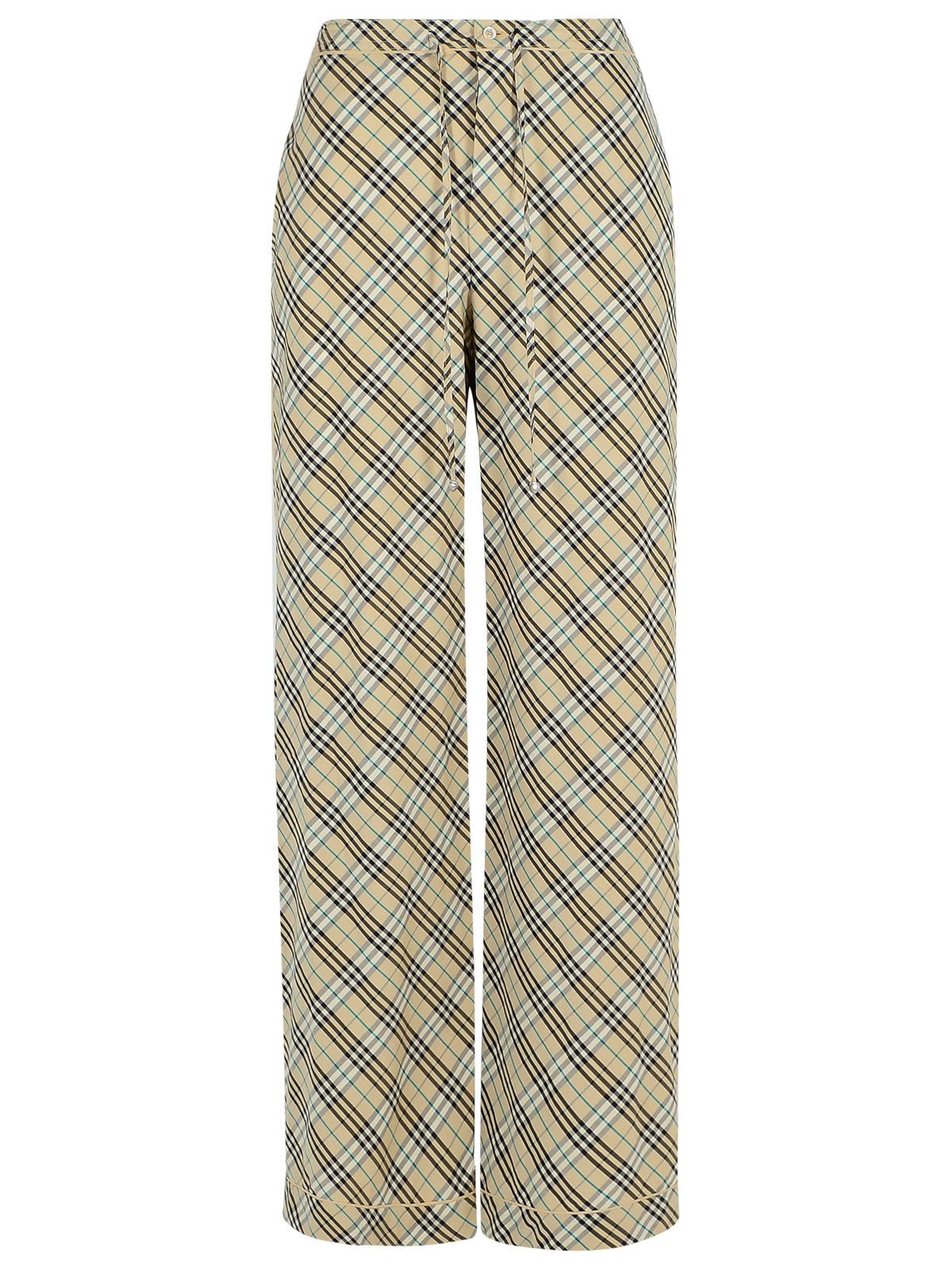 Burberry Cotton Pants Checked Pattern Trousers In Husk Ip Check