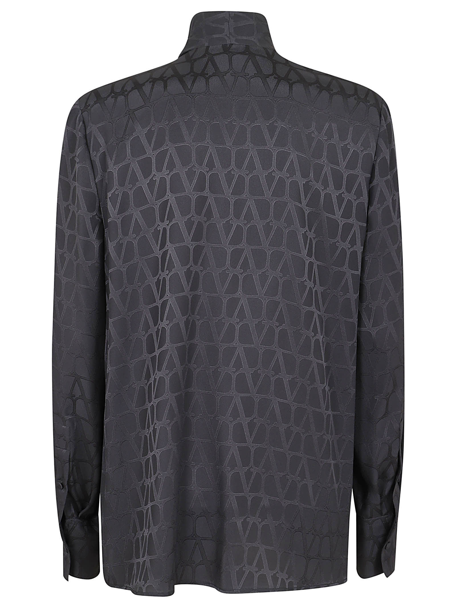 Shop Valentino Shirt Silk Jacquard Toile Iconographe In Mxe Stone Grey