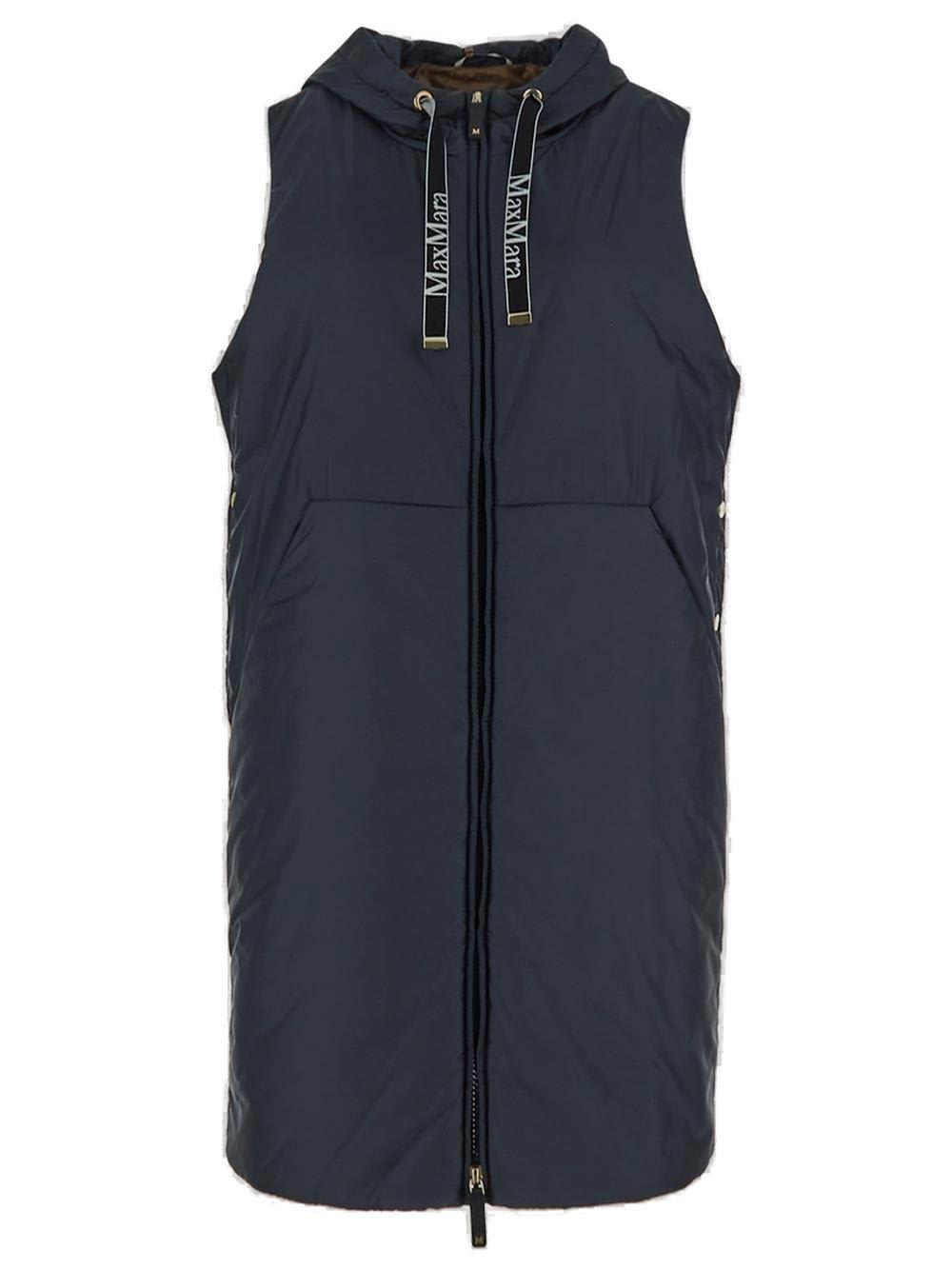 Shop Max Mara The Cube Zip-up Drawstring Gilet In Blue