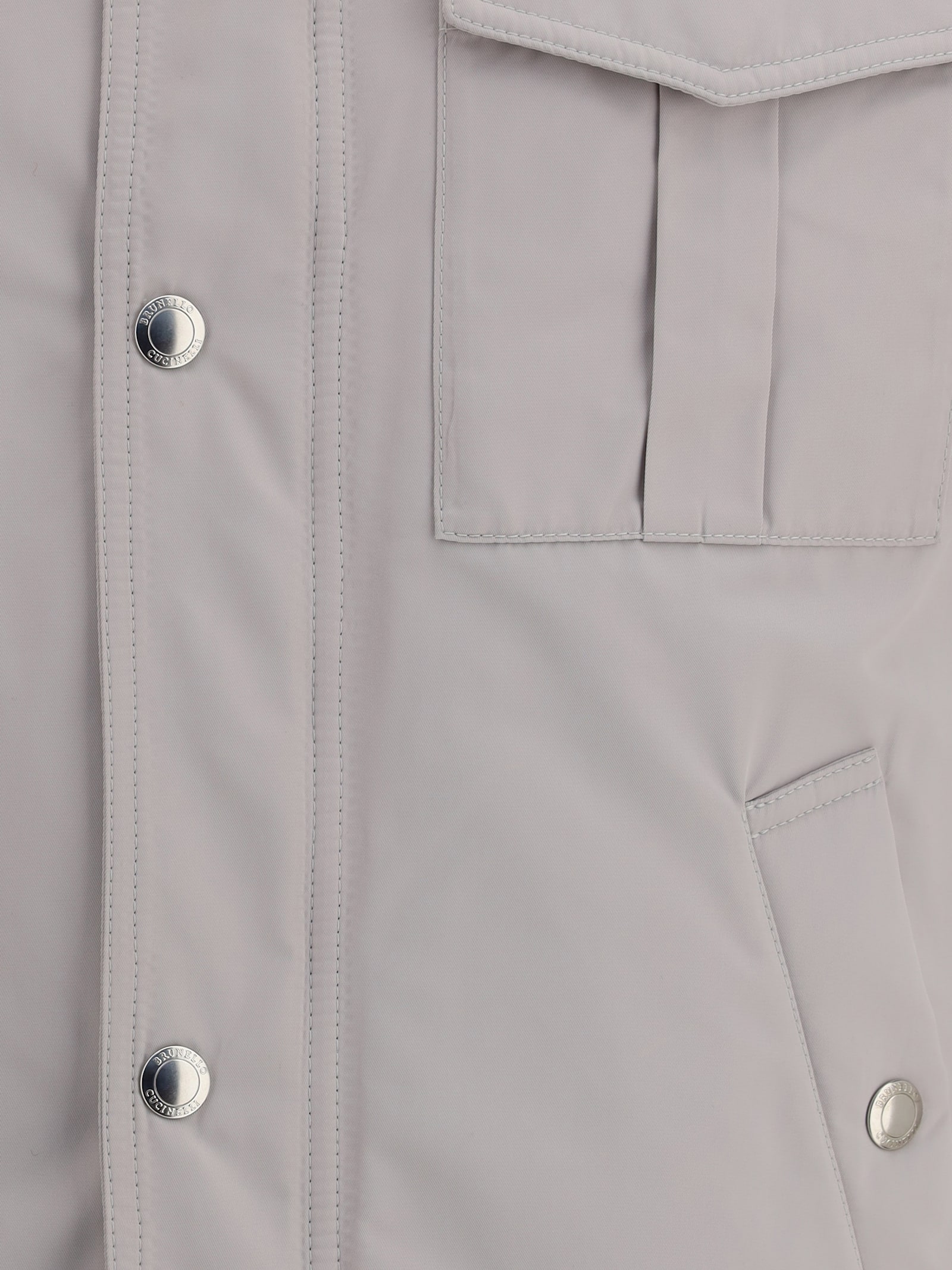 Brunello Cucinelli Waterproof Shirt Jacket With Point Collar In Neutral