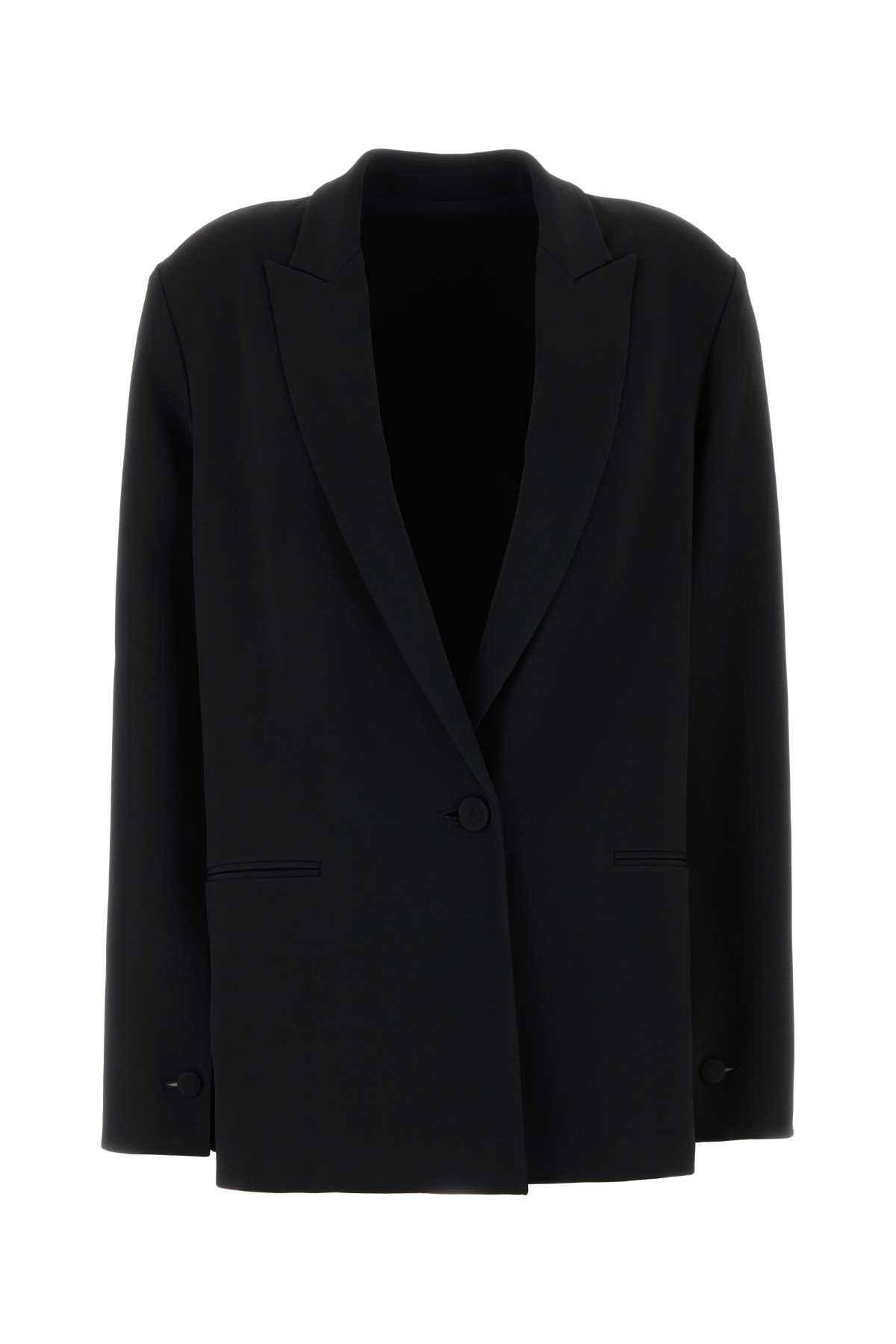 Alberta Ferretti Stretch Crepe Blazer Notched Lapels In Black