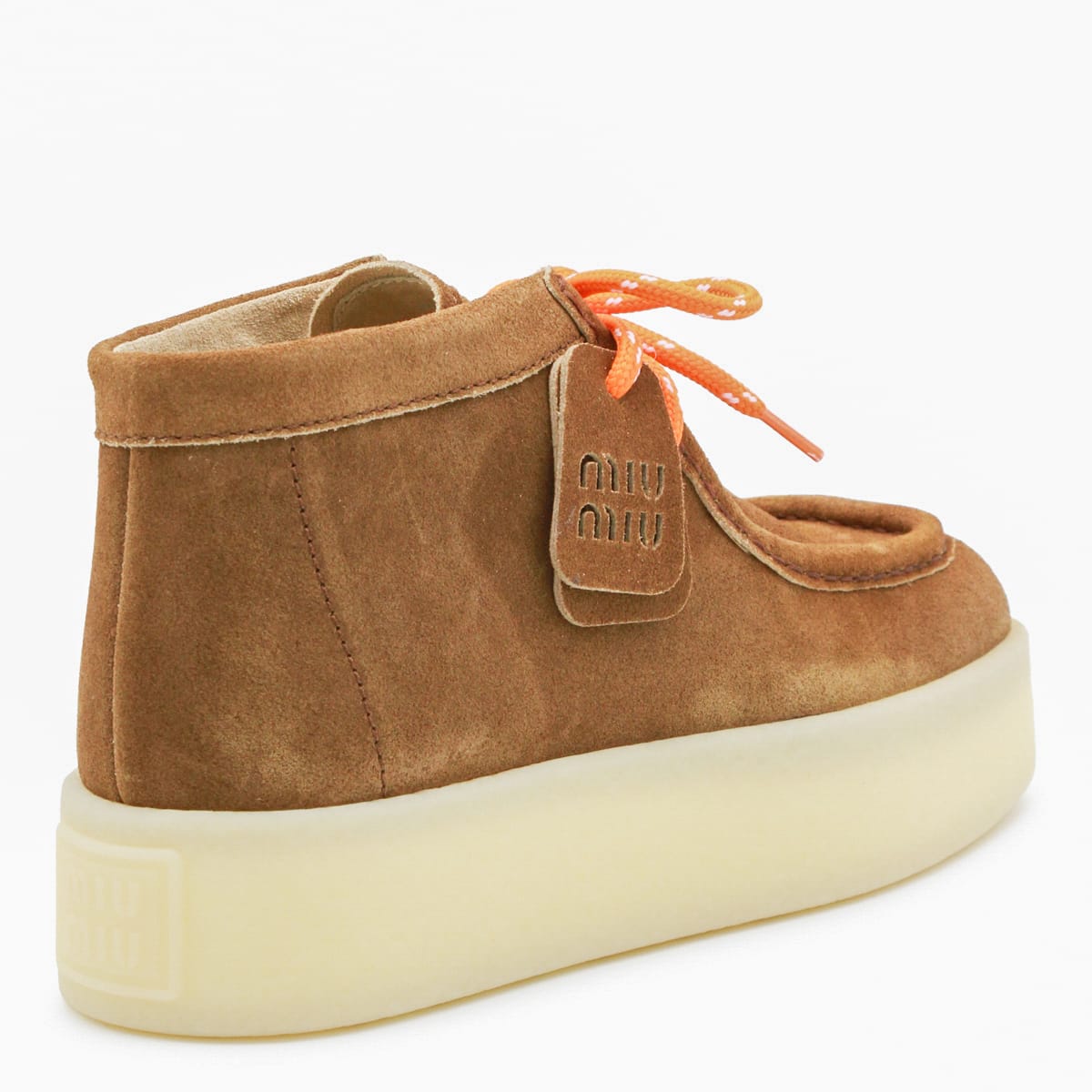 Miu Miu Suede Platform Ankle Boots In Brown