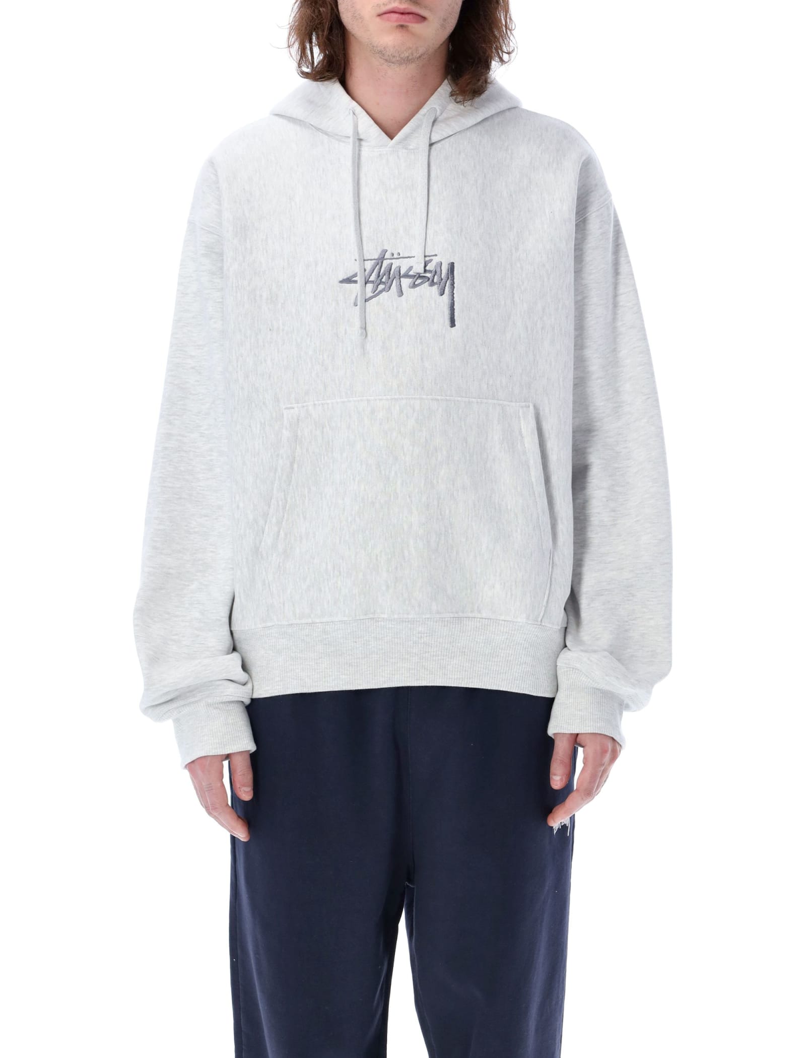 Stussy Stock Logo Applique Hoodie In Ash Heather | ModeSens