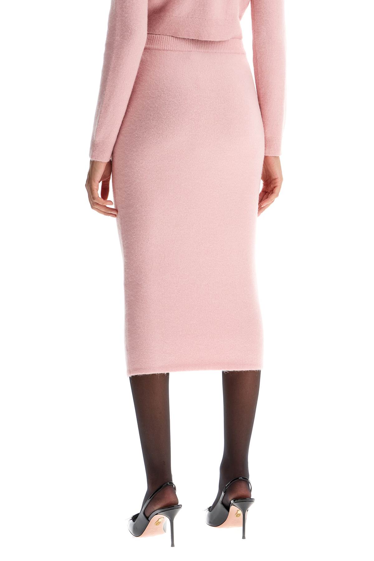 Shop Self-portrait Knitted Midi Skirt In Seven In Pink (pink)