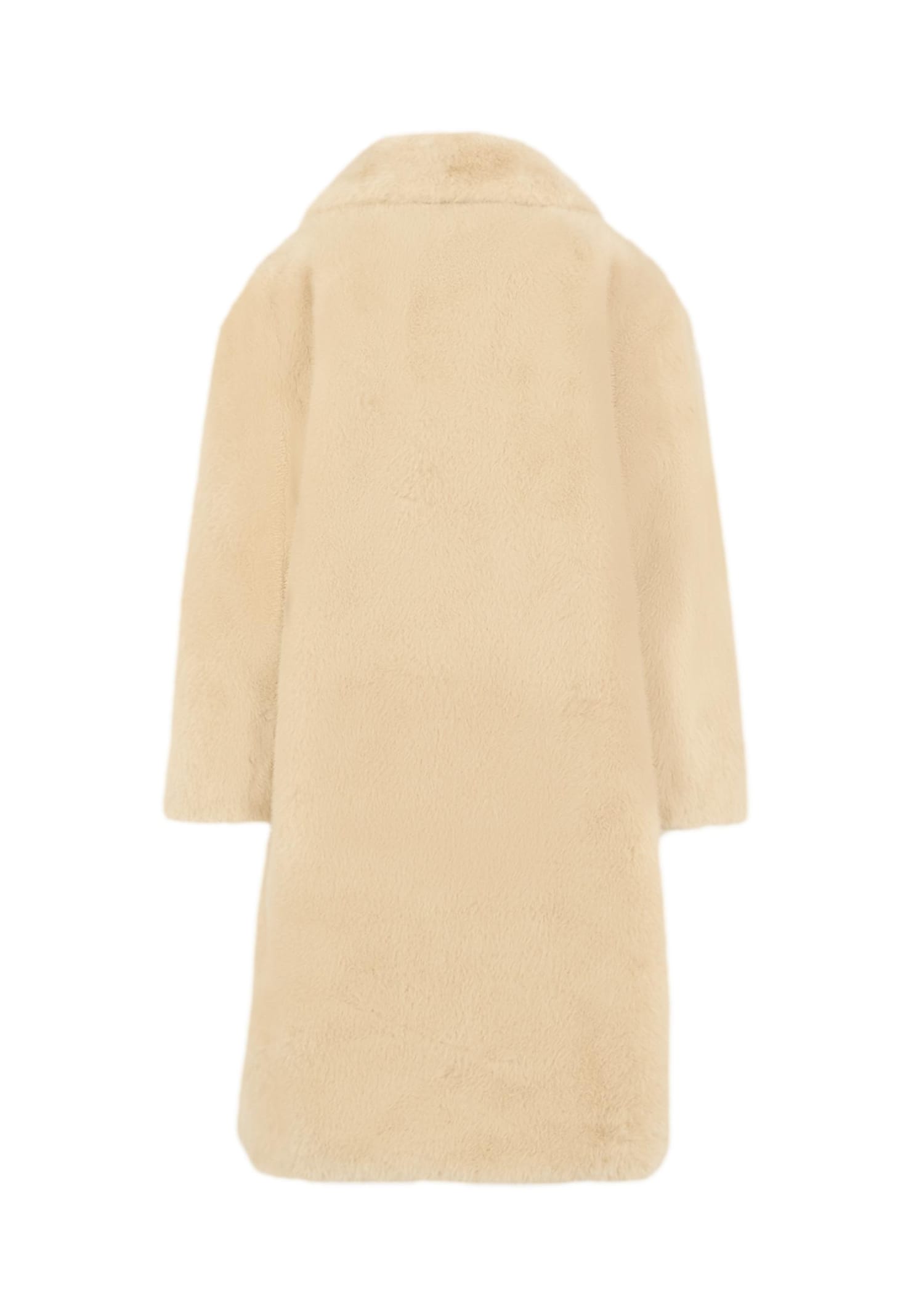 Monnalisa Beige Faux Fur Coat For Girl In Brown
