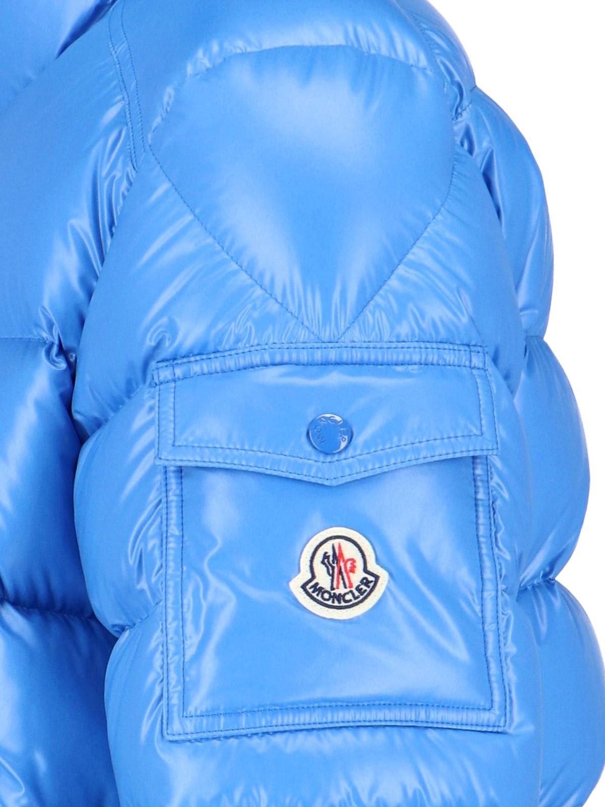 Shop Moncler Blue Polyester Lule Down Jacket In Azure