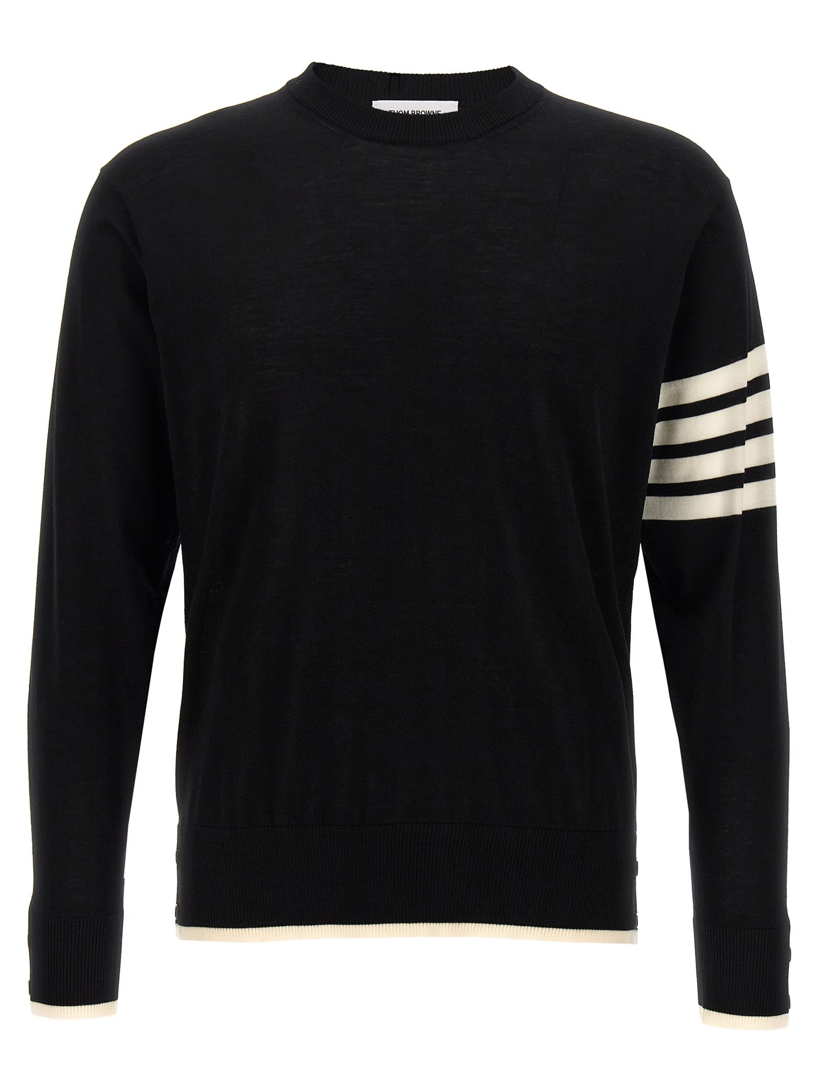 Shop Thom Browne 4 Bar Sweater In White/black