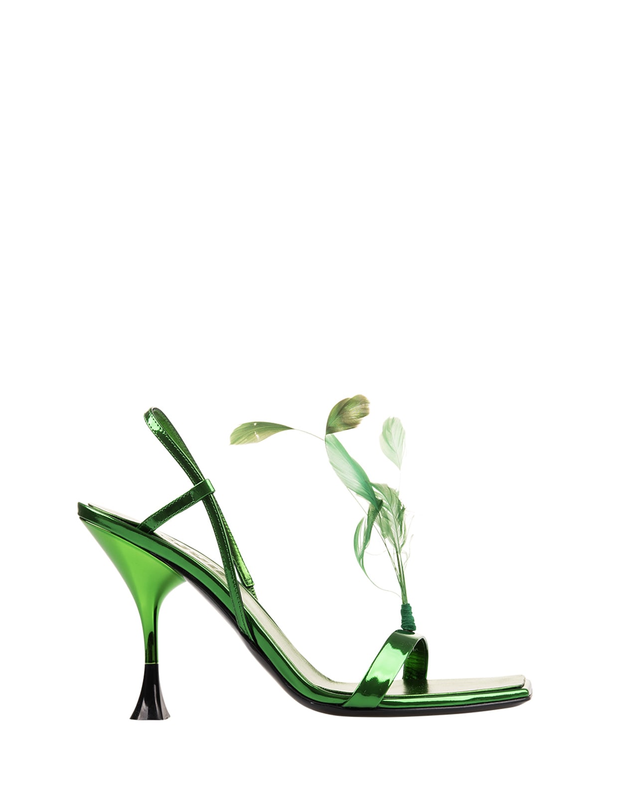 3juin Kimi Sandal In Metallised Green Leather In Verde