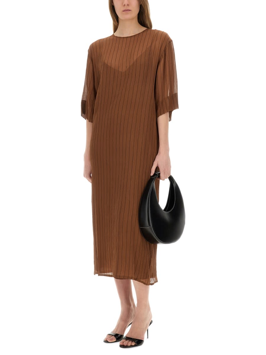 Alysi Stripe-pattern Midi Dress In Brown