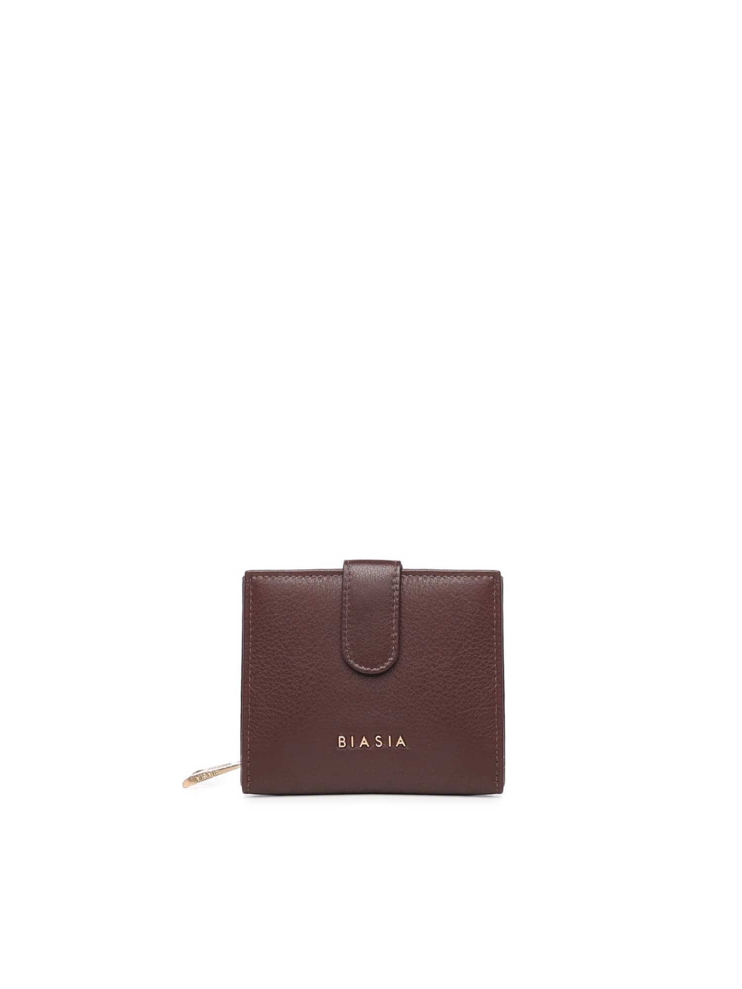 Biasia Leather Wallet With Logo In Brown