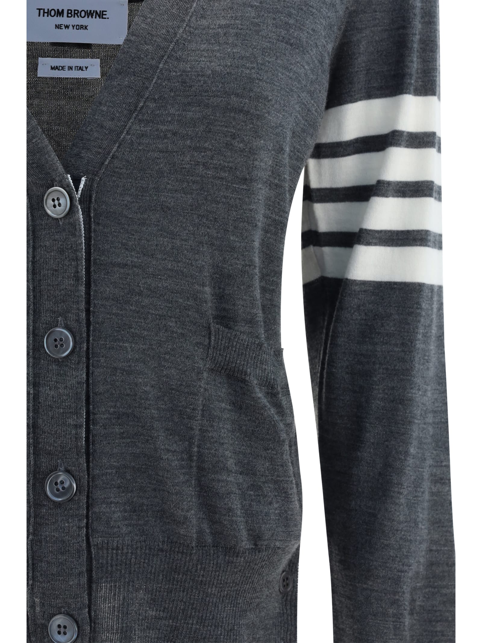 Thom Browne Women Merino Wool Cardigan In Med Grey
