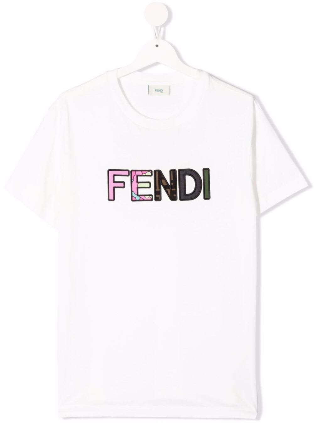 Fendi White Jersey T-shirt With Logo