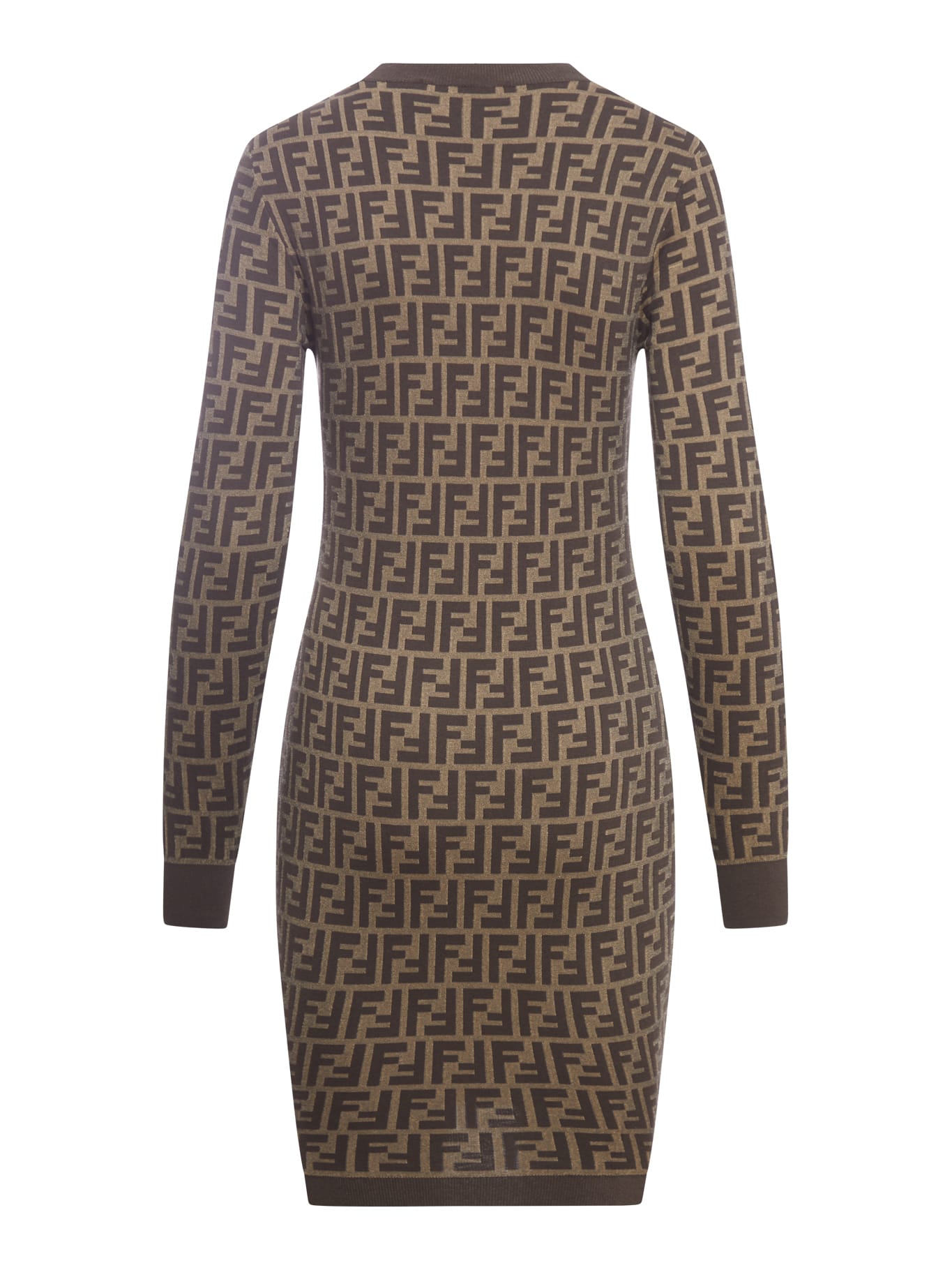 Fendi Ff Monogram Mini Dress In Gge Tobacco