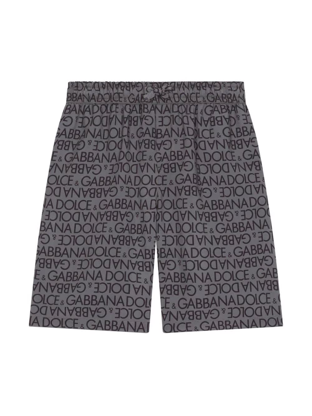Shop Dolce & Gabbana Grey Bermuda Shorts With All-over Logo