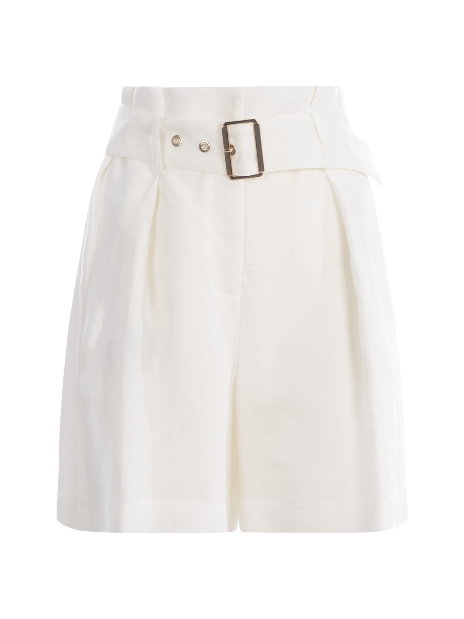 Shop Pinko Shorts  Semplice In Linen Blend In Bianco