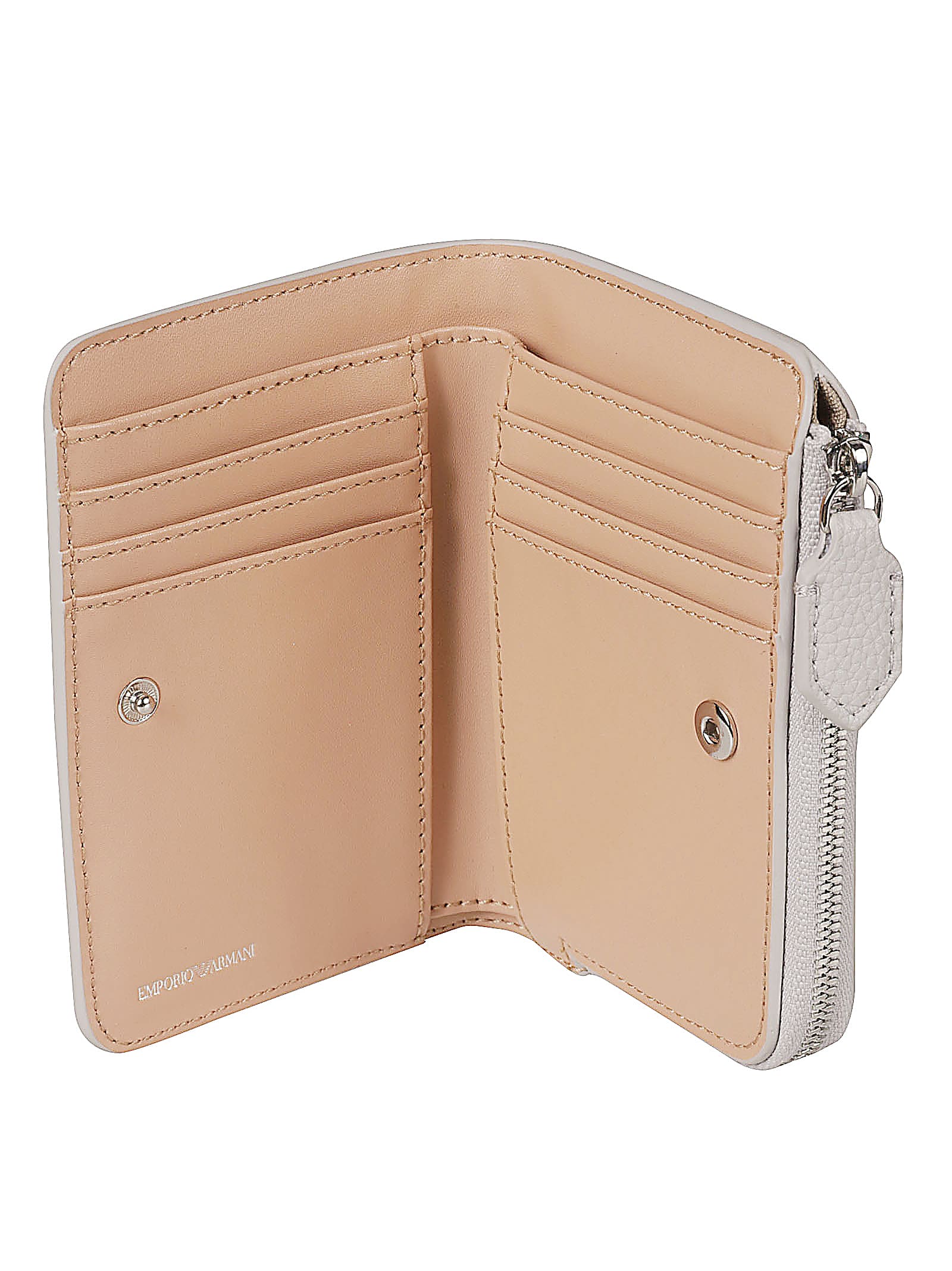 Emporio Armani Engraved Logo Zip-around Wallet In Perla
