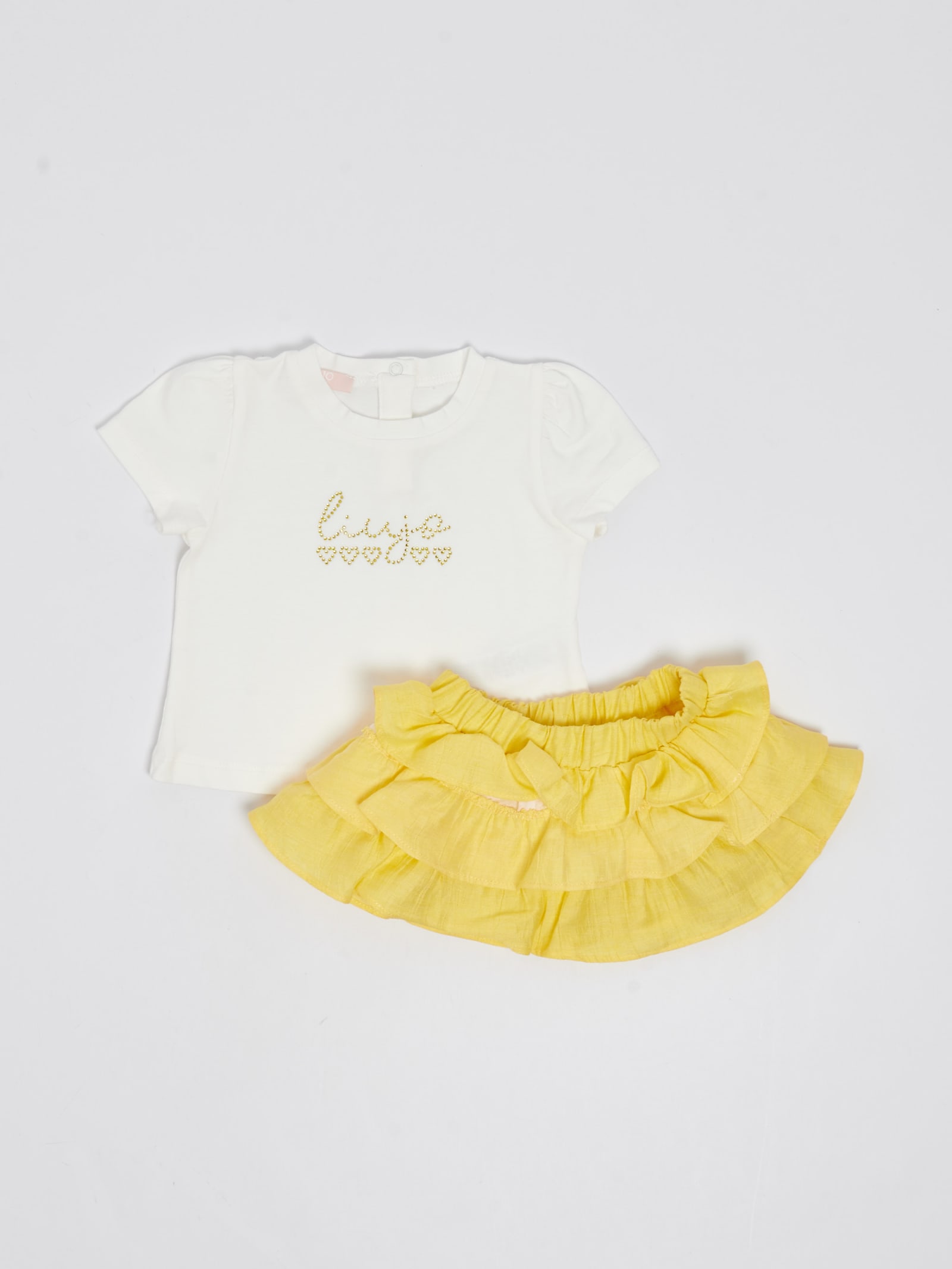 Shop Liu •jo T-shirt+skirt Suit In Bianco-giallo