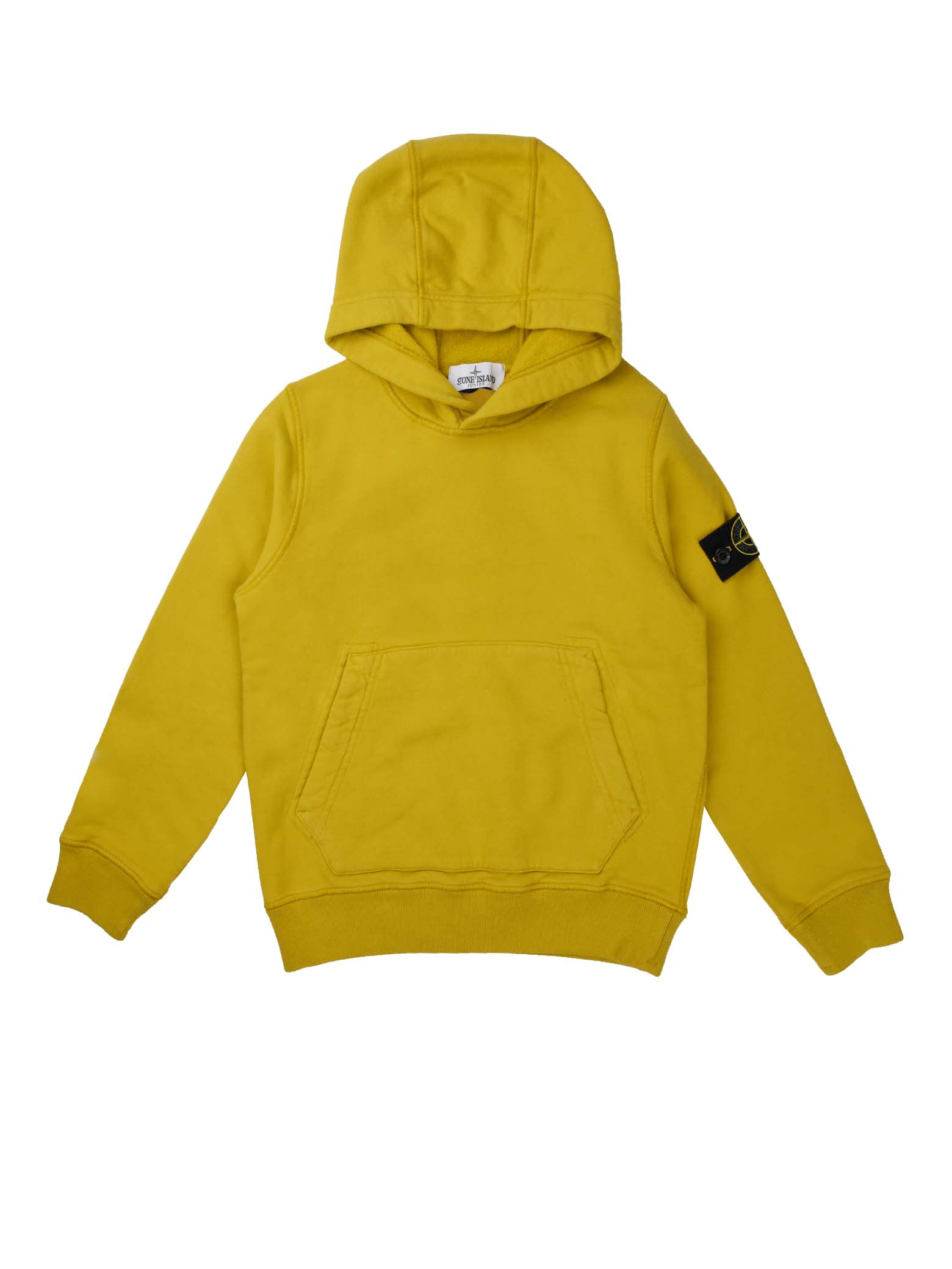Stone Island Junior Basic Yellow Sweatshirt With Hood