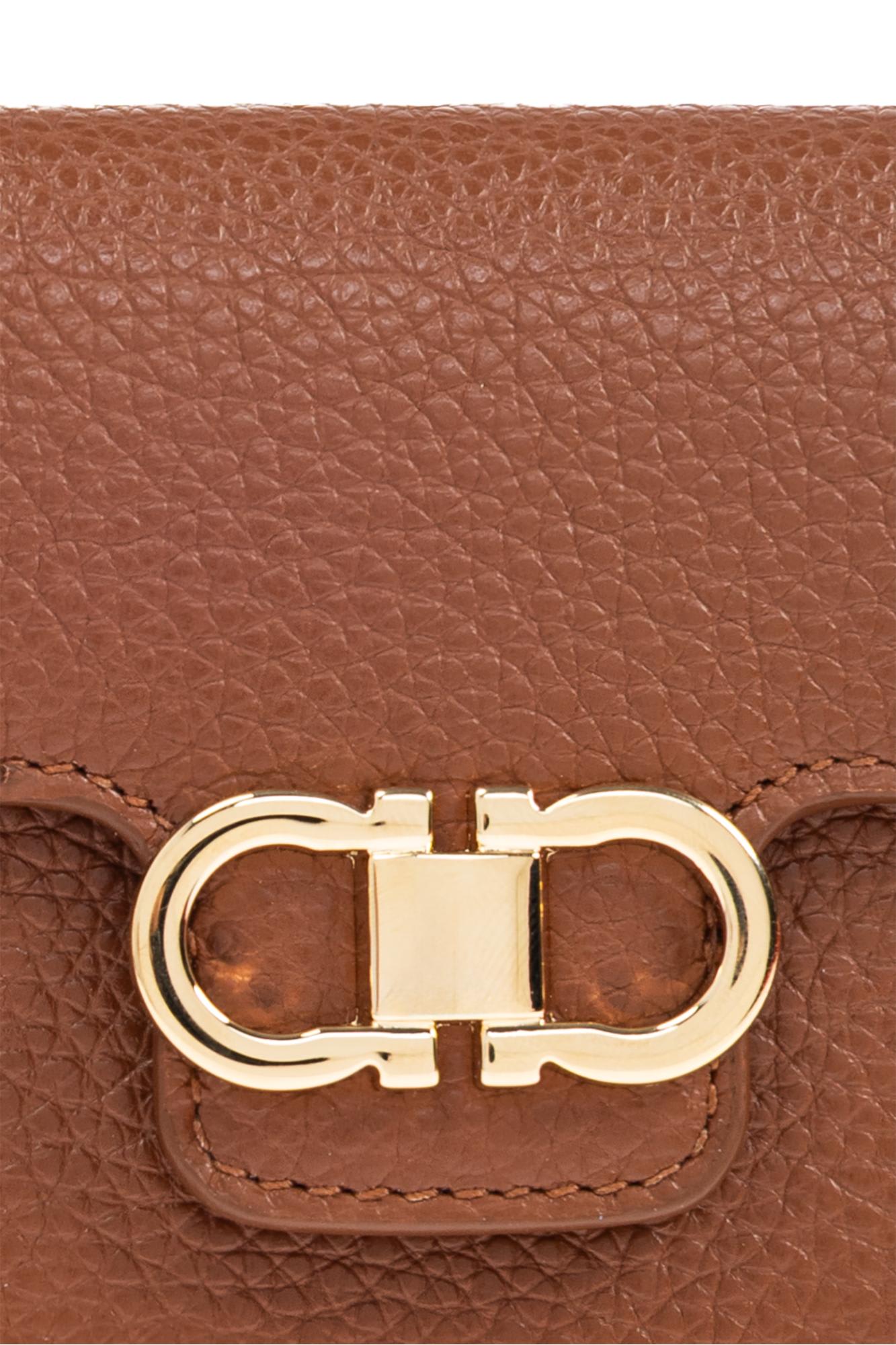 Ferragamo Leather Wallet With Logo In Brown