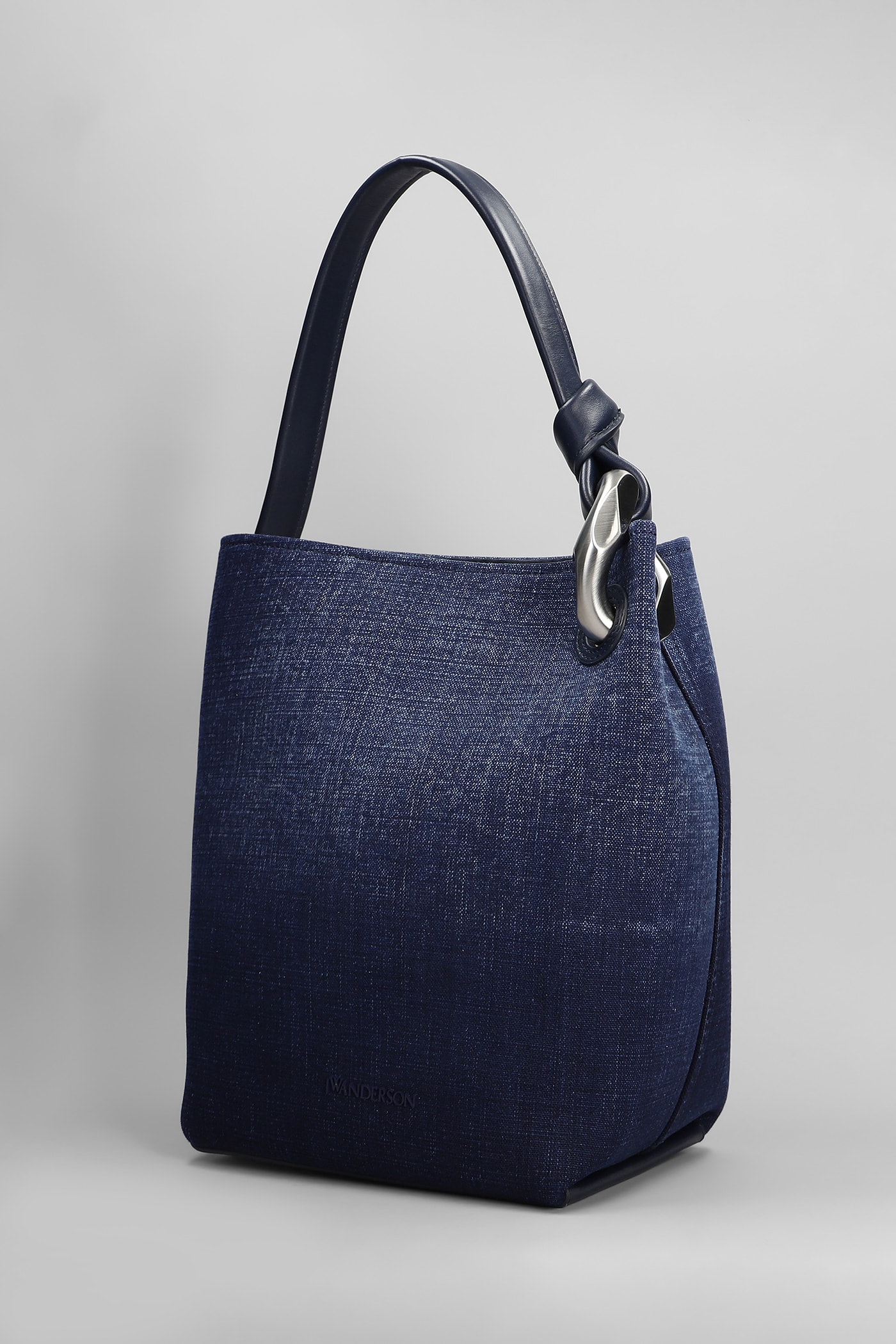 JW ANDERSON CORNER HAND BAG IN BLUE COTTON
