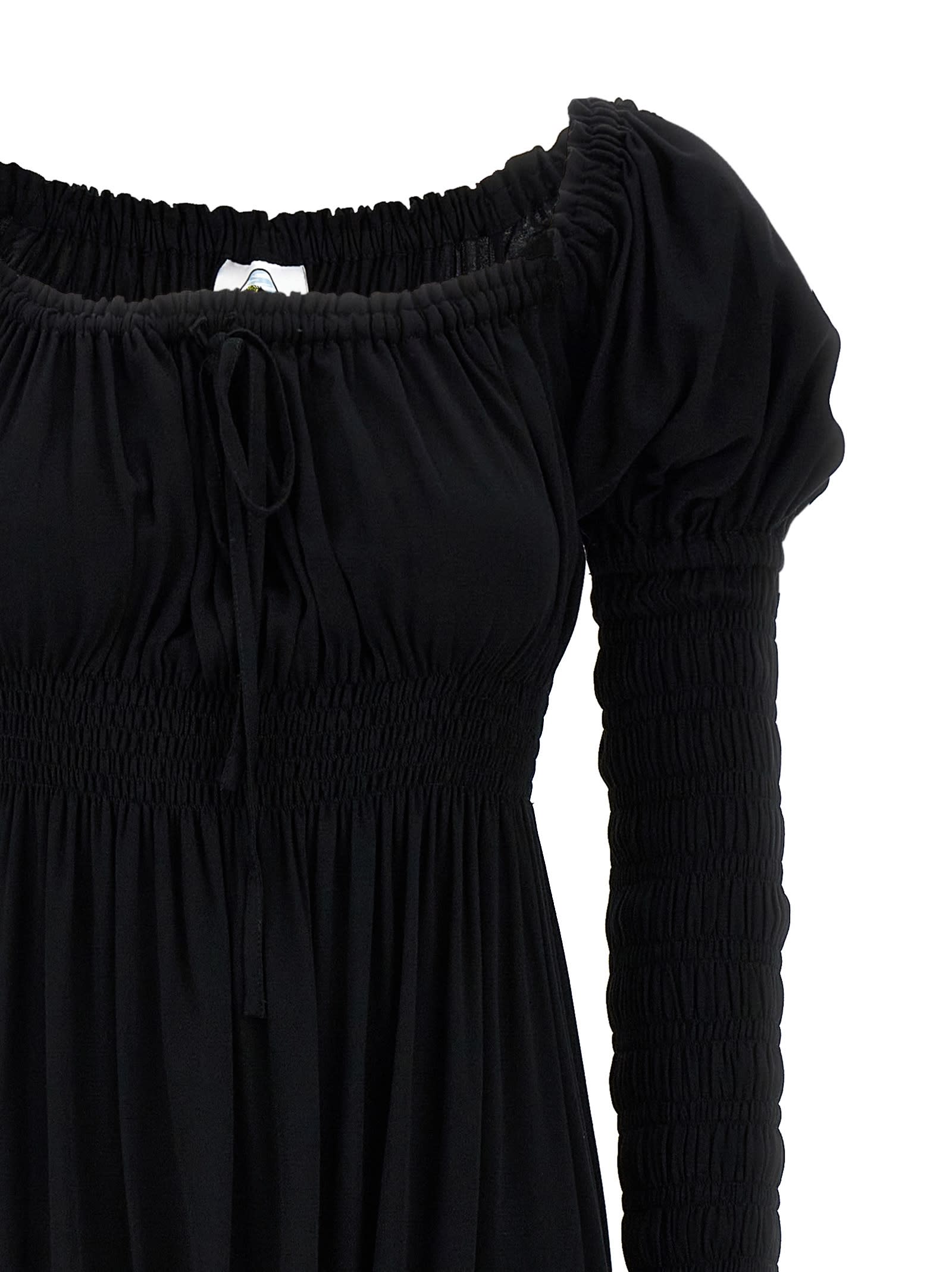 Sleeper 'juliette' Smocked Ruffled Hem Dress In Black