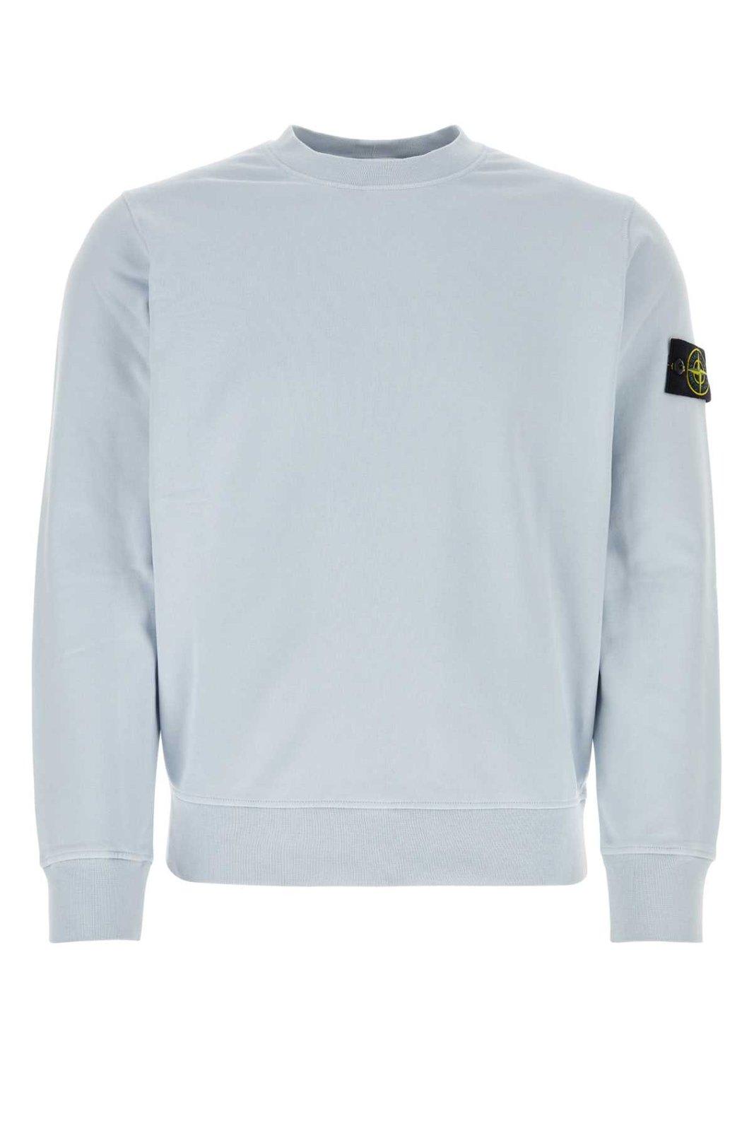 Shop Stone Island Logo Patch Crewneck Sweatshirt In Blu