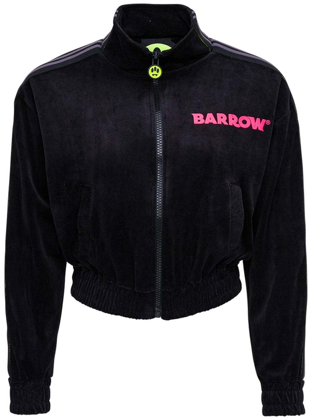 Barrow Black Cropped Chenille Sweatshirt With Logo Print