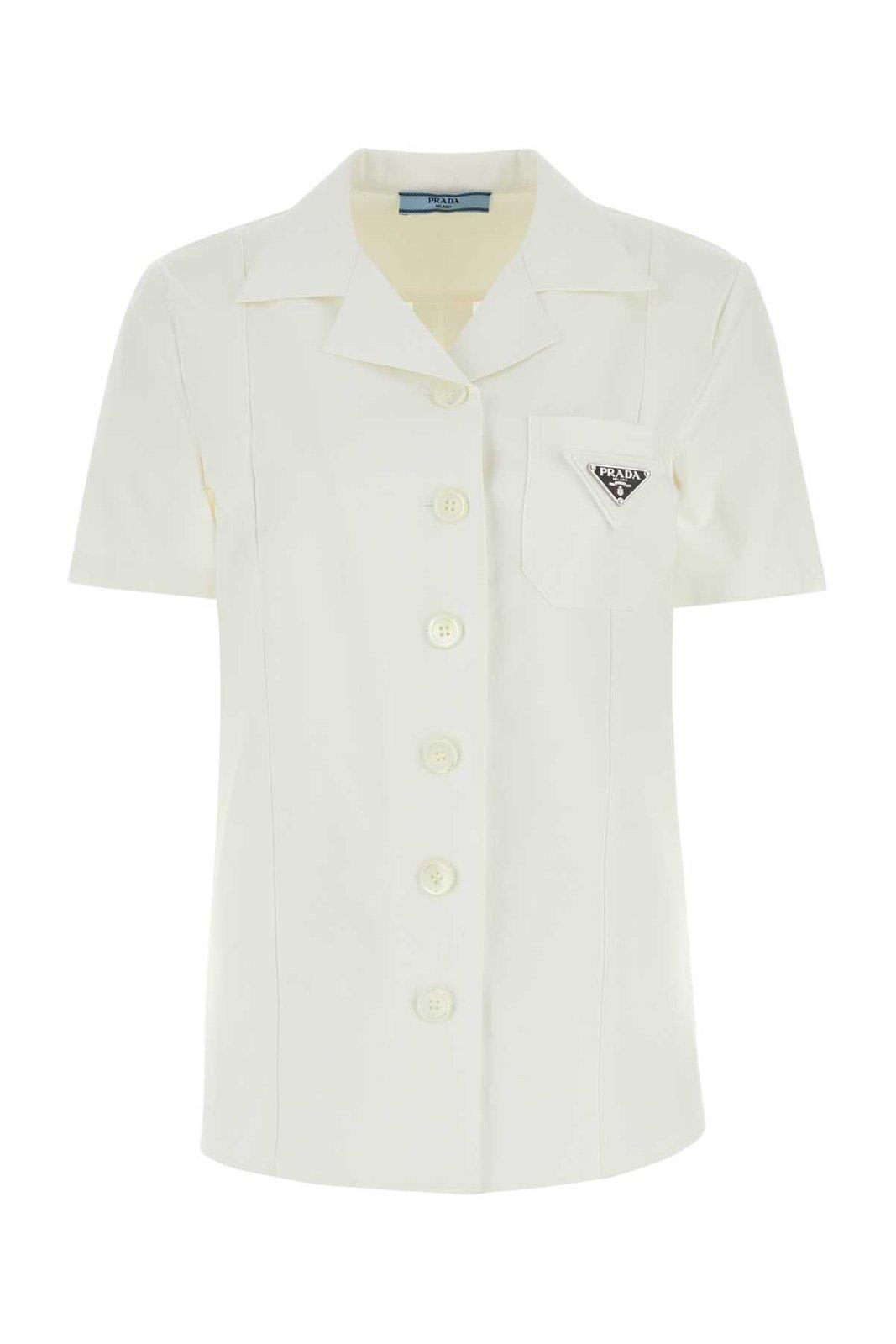 PRADA TRIANGLE LOGO PLAQUE BUTTONED OVERSHIRT