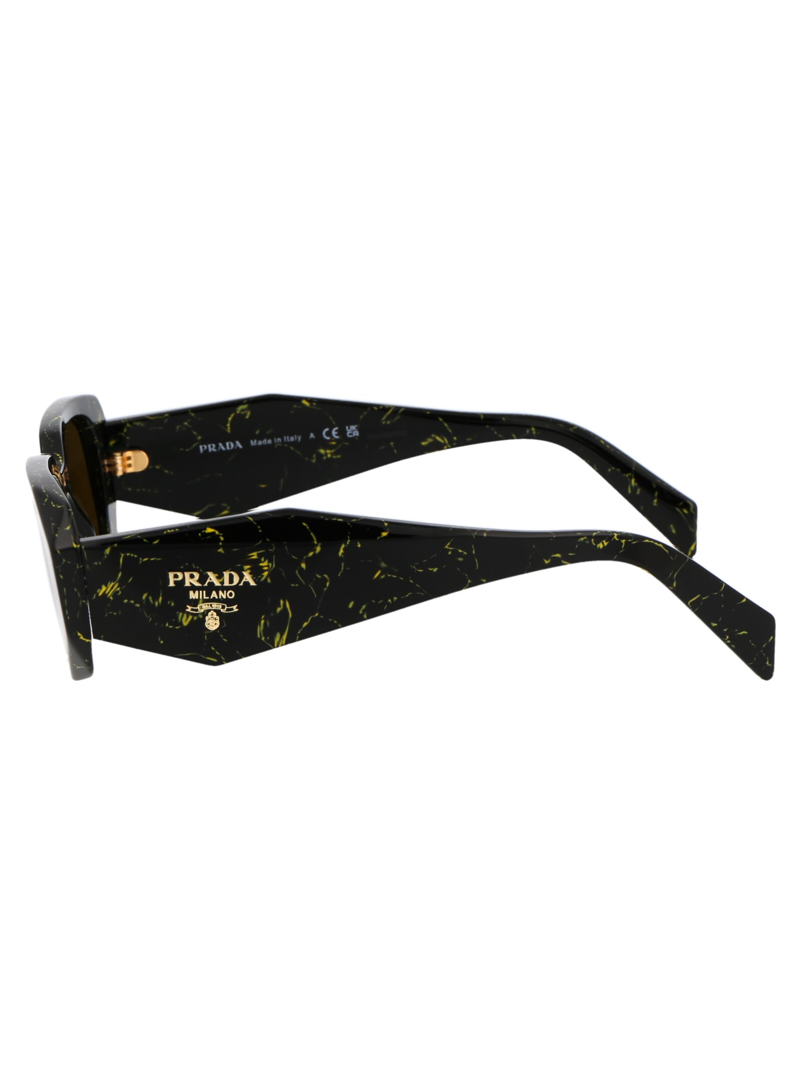 Shop Prada 0pr 17ws Sunglasses In 19d01t Black/yellow Marble