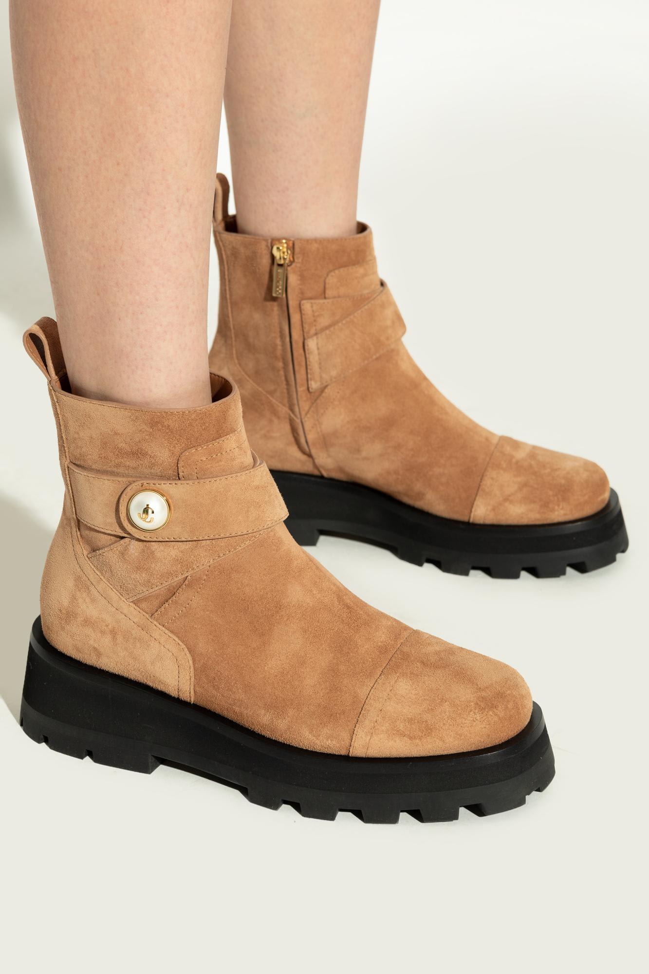 Jimmy Choo Ankle Boots With Lug Sole And Round Toe In Brown