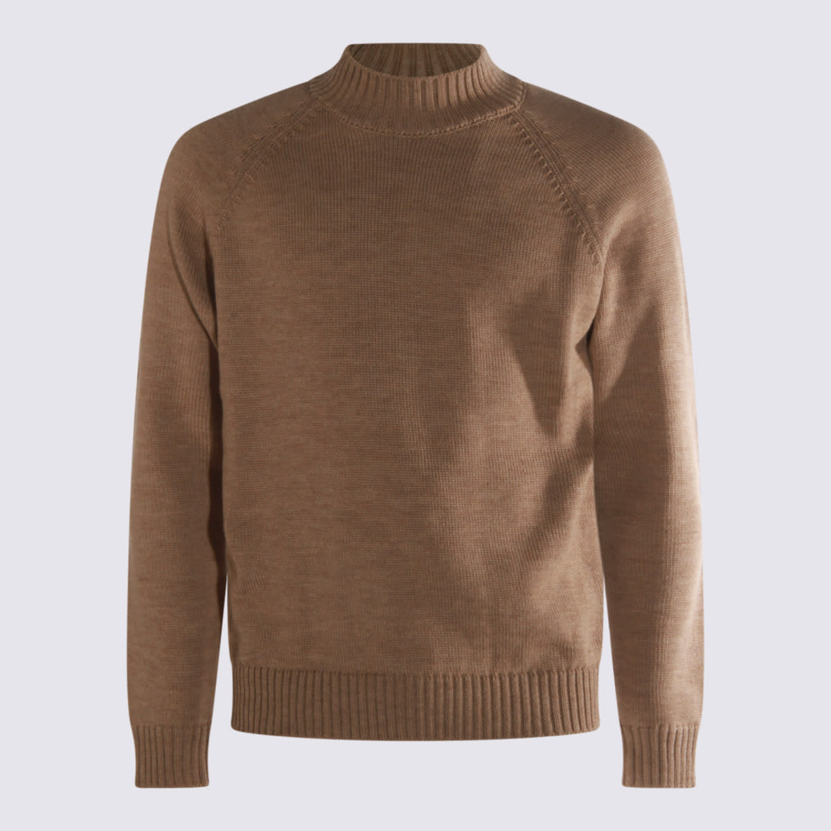 Zanone Crewneck Sweater With Raglan Sleeves And Ribbed Finish In Brown