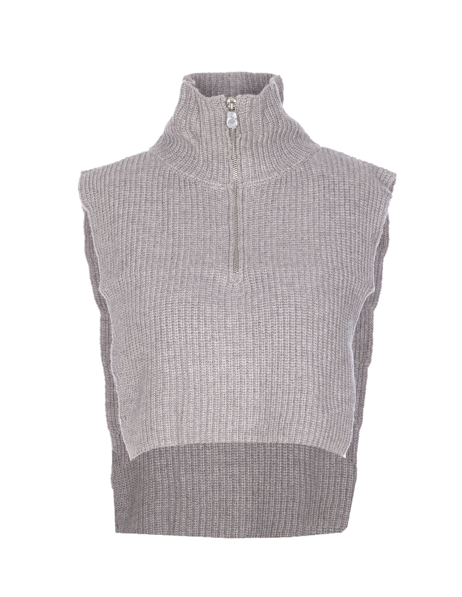 Pinko Cipro Knitted Neck Warmer With Zip In Gray