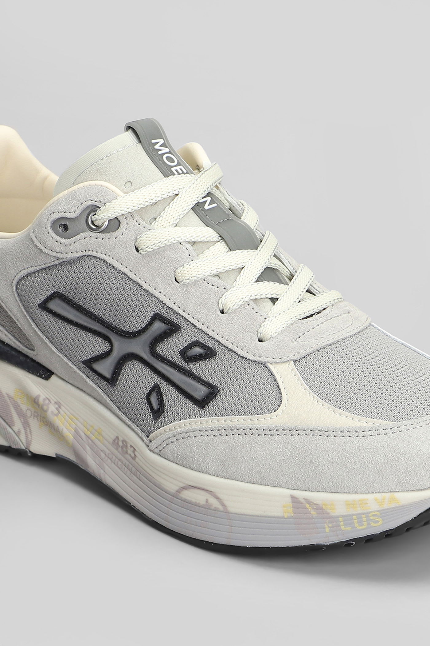 Premiata Moerun Sneakers In Grey Suede And Fabric In Gray