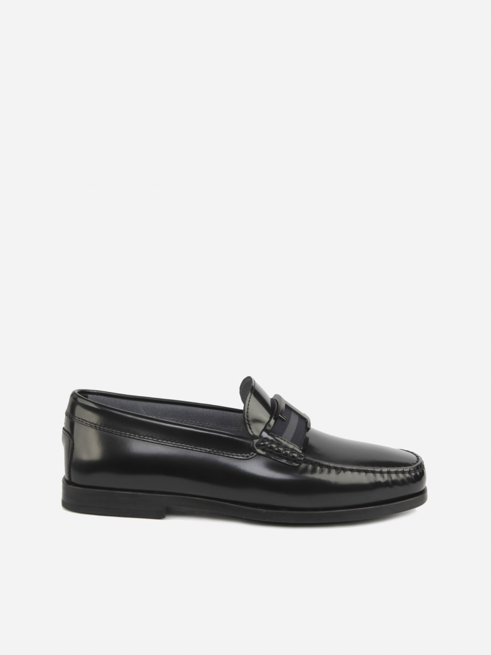 Tods Leather Loafers With Grosgrain Band And Logo Detail