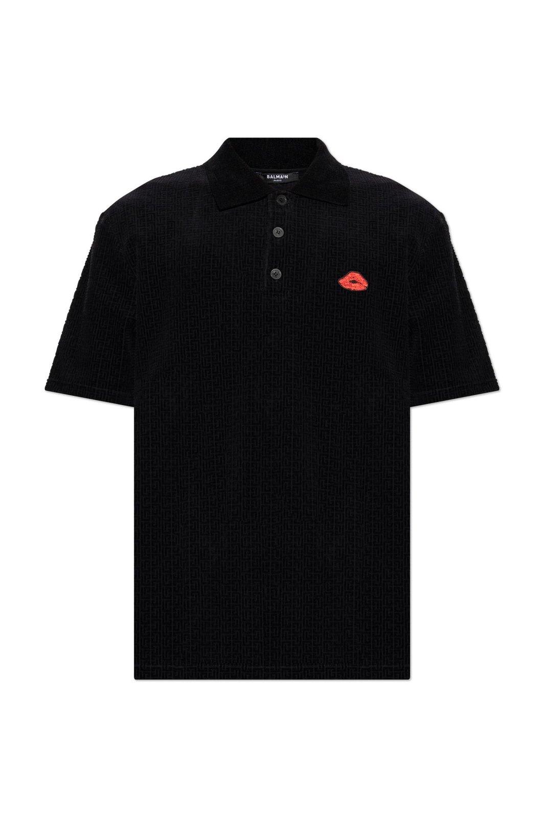 Lip Motif Collared Polo Shirt