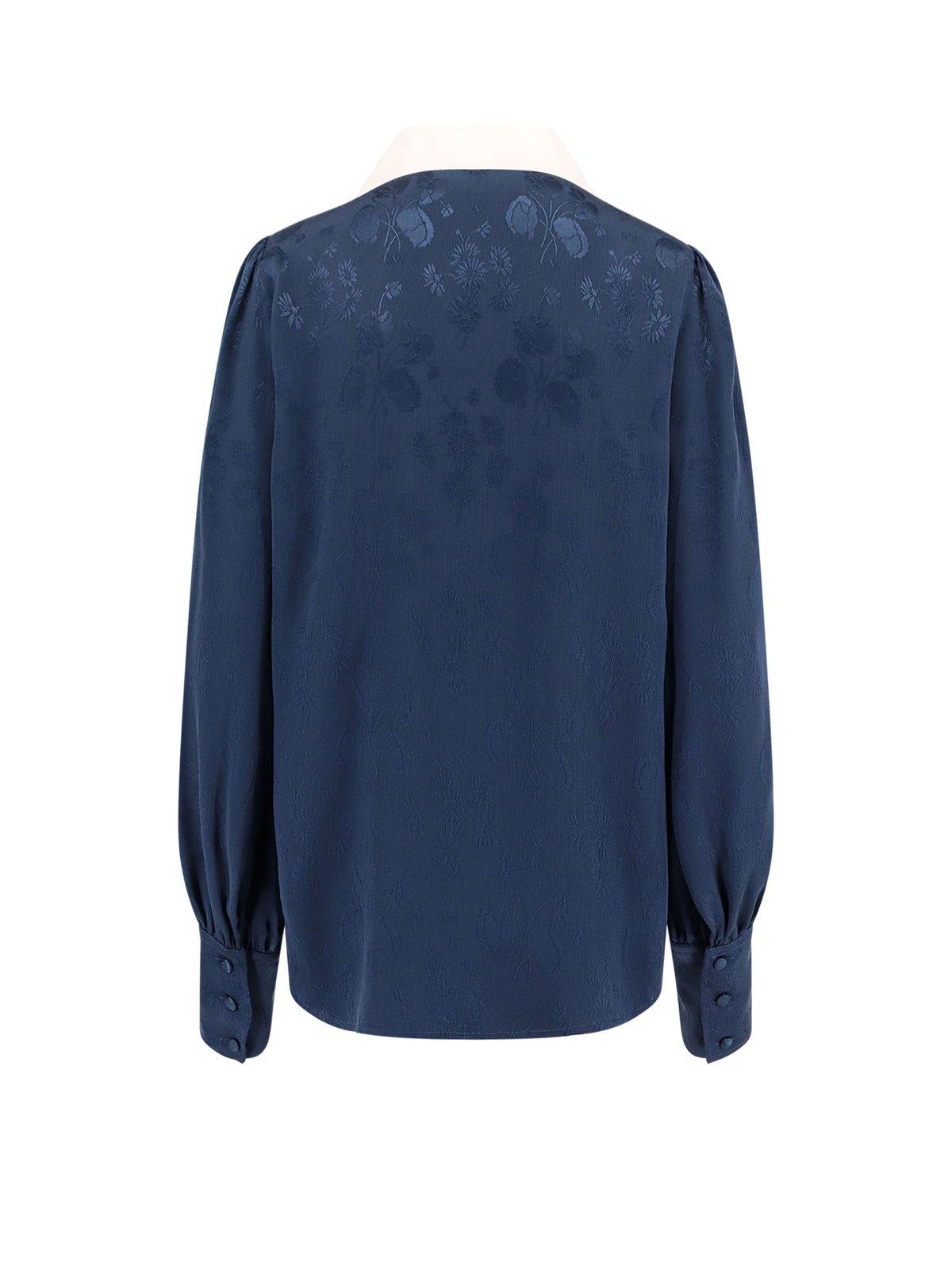 Shop Valentino Floral Patterned Button-up Top In Blue