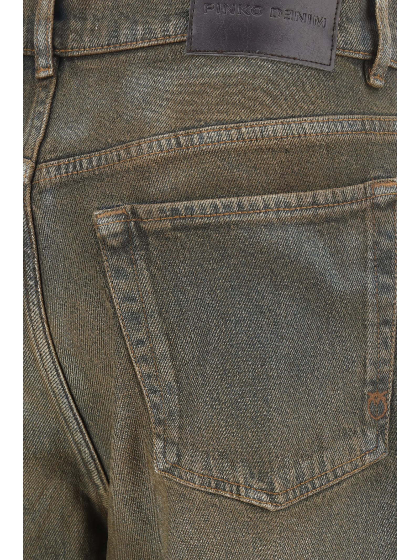 Shop Pinko Denim Pants In Brown/blue