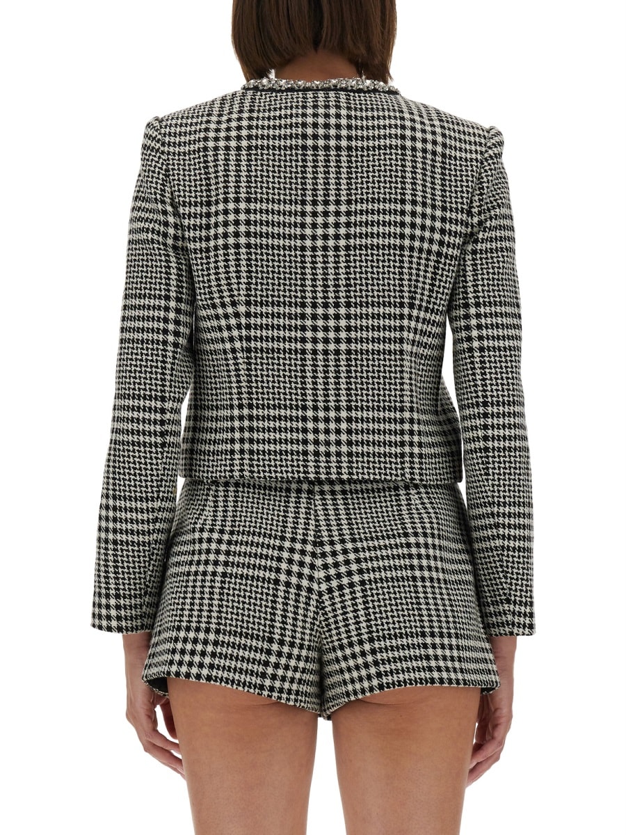 Self-portrait Houndstooth Wool Blend Jacket In Multi