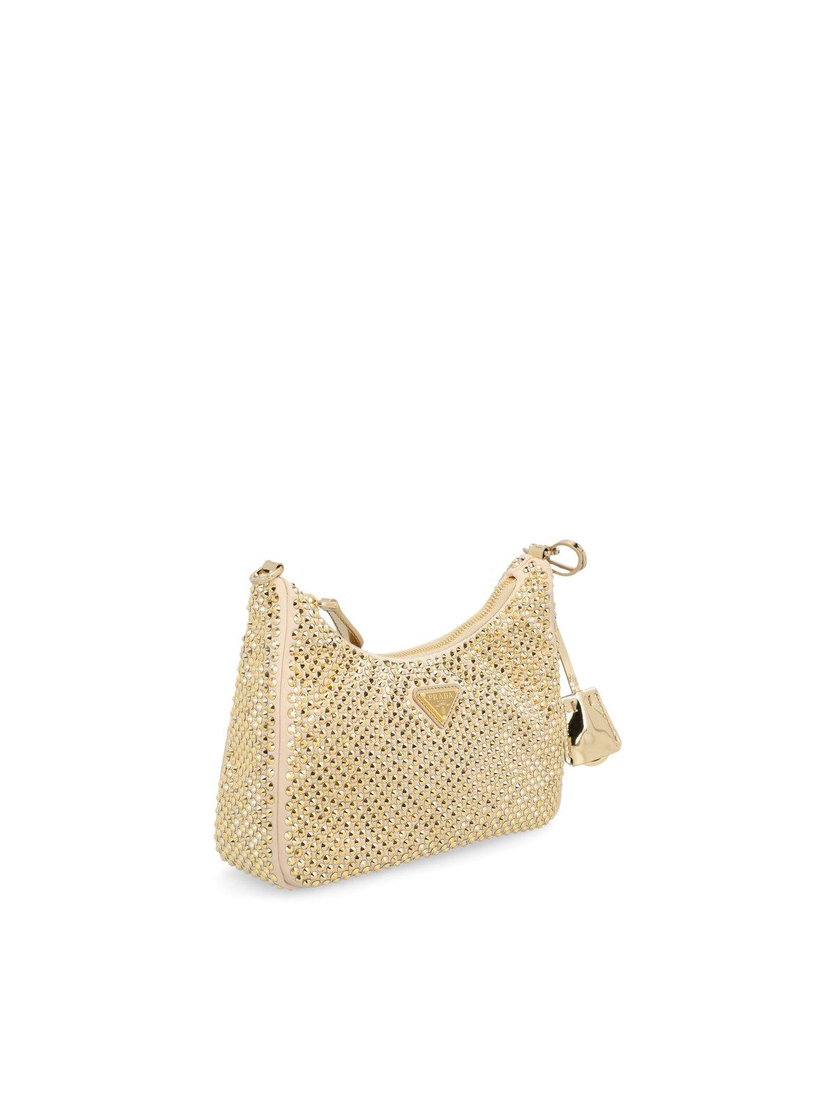 Re Edition Mini Embellished Shoulder Bag in Gold - Prada