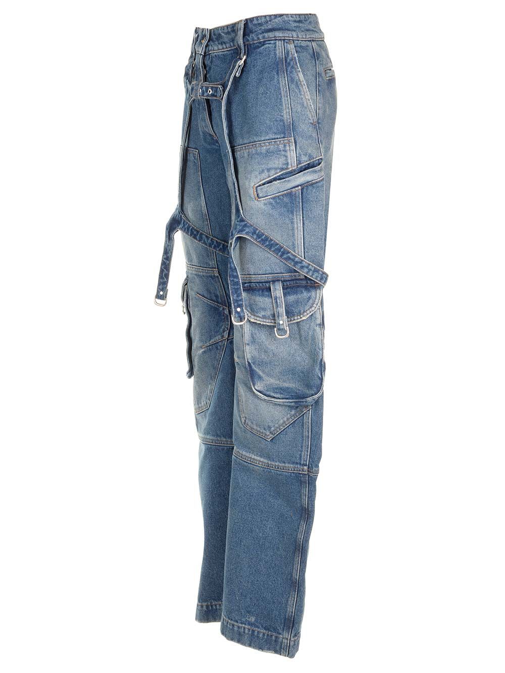 Shop Off-white Oversized Cargo Jeans In Blue