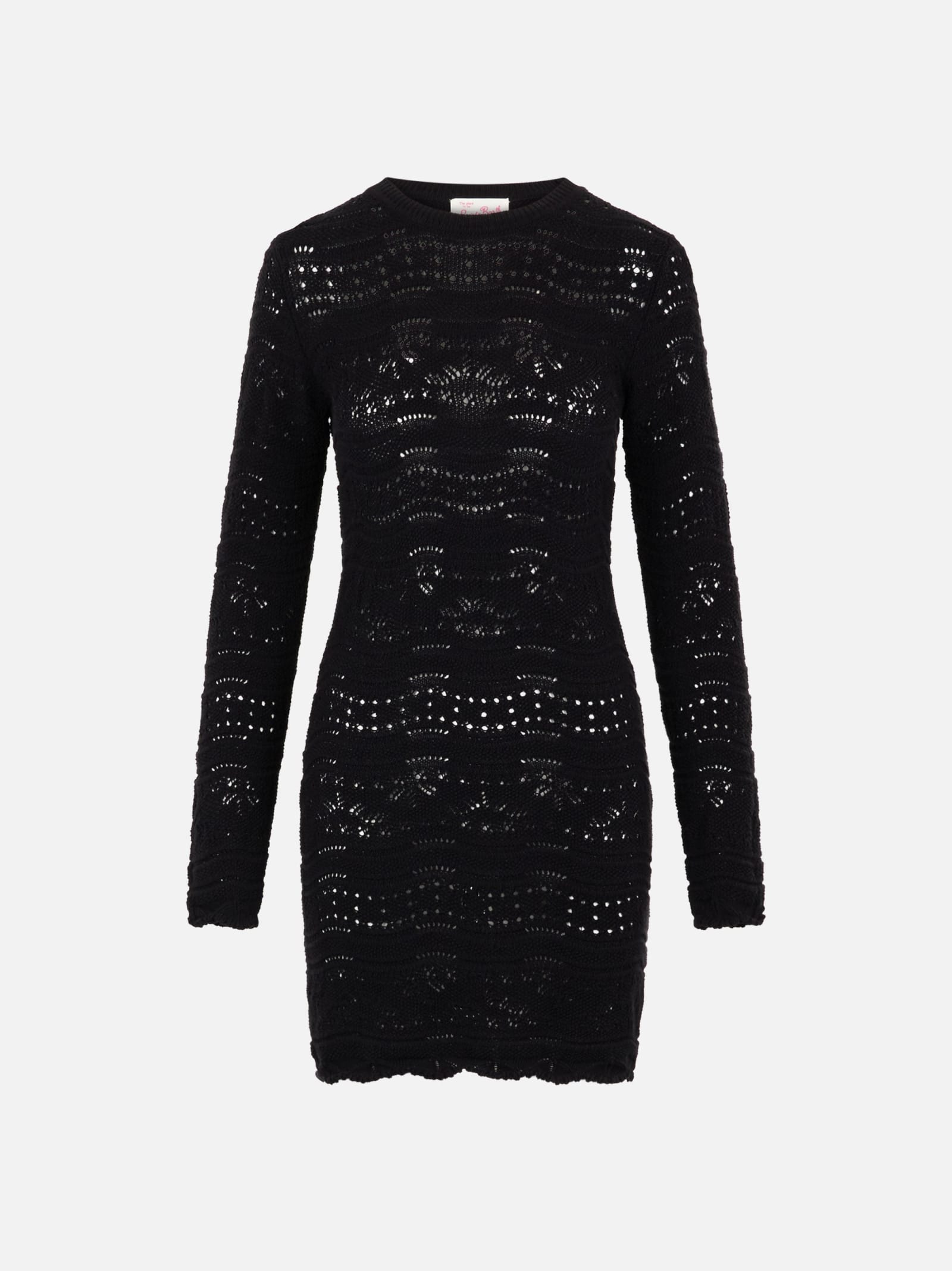 Shop Mc2 Saint Barth Woman Cotton Knit Mini Dress Imany In Black