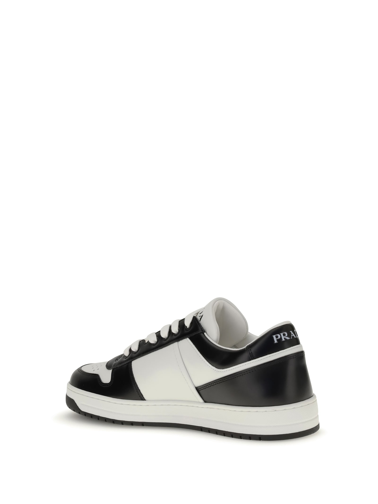 Prada Leather Sneakers Downtown Two-tone In Black