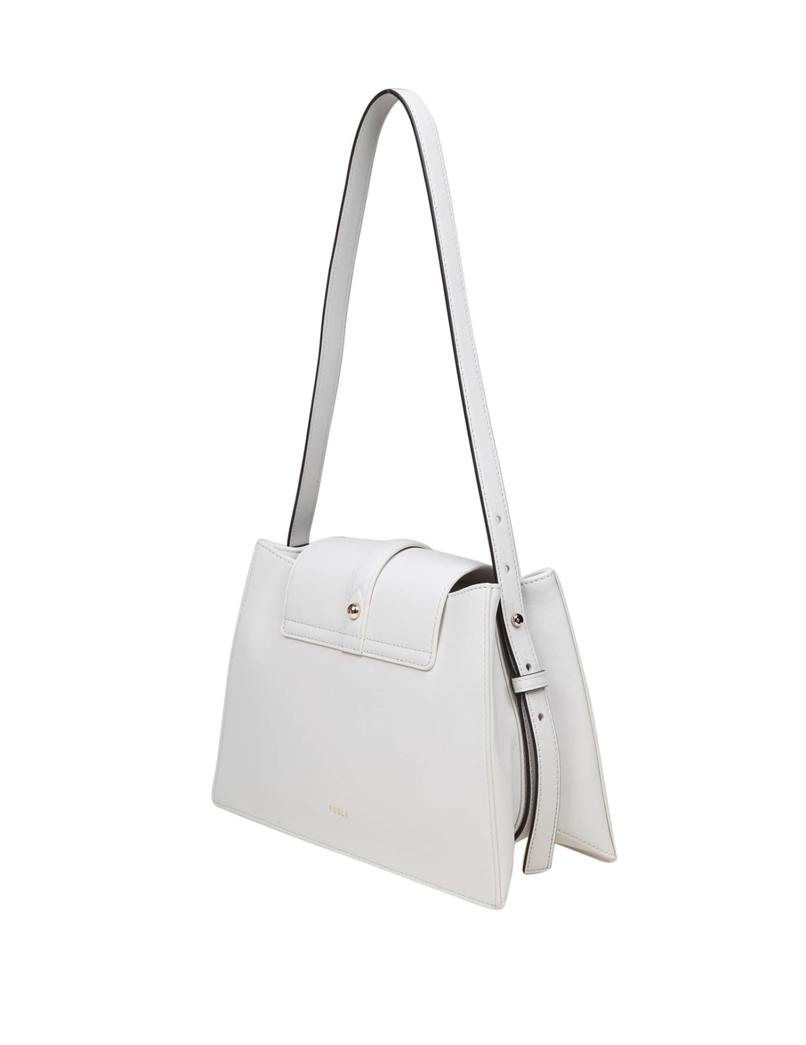 Shop Furla Nuvola S Shoulder Bag In Marshmallow Color Leather
