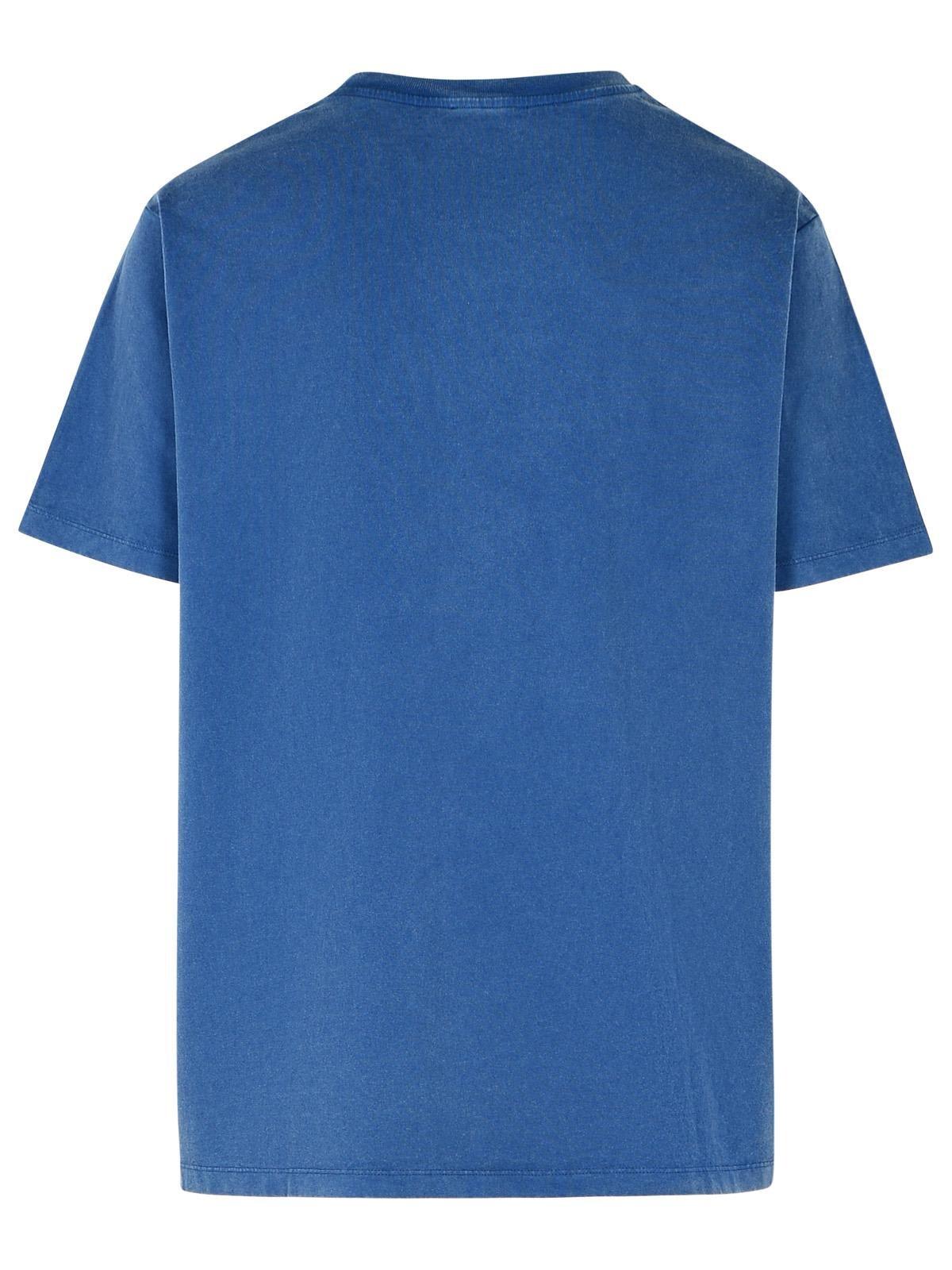 Shop Balmain Logo Embroidered Crewneck T-shirt In Blu