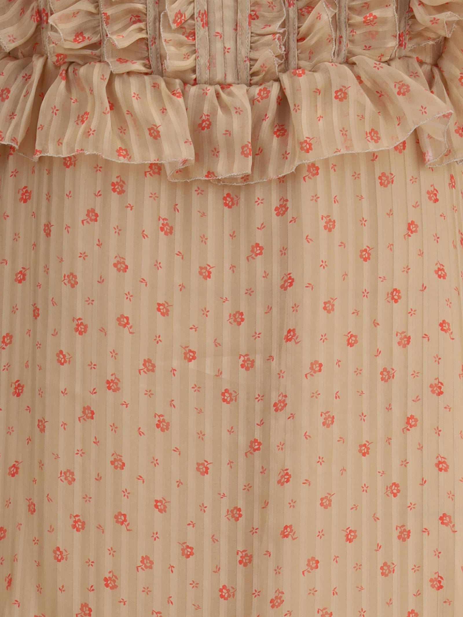 Kristina Ti Isabel Floral-print Ruffled Maxi Dress In Brown