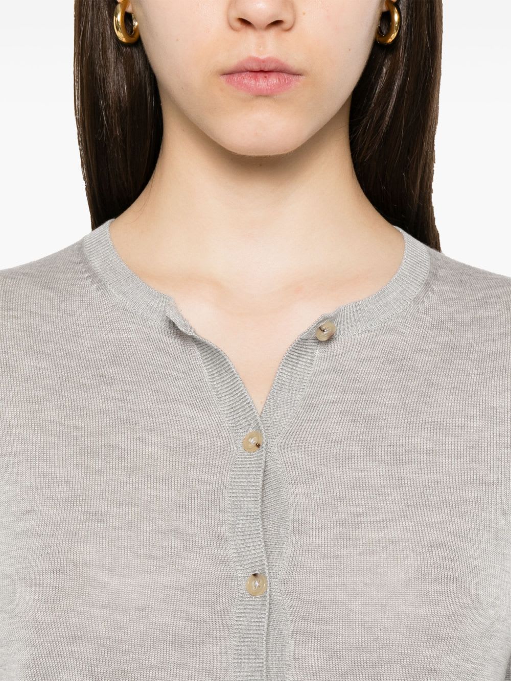 Totême Toteme Women Crewneck Cardigan In Gray